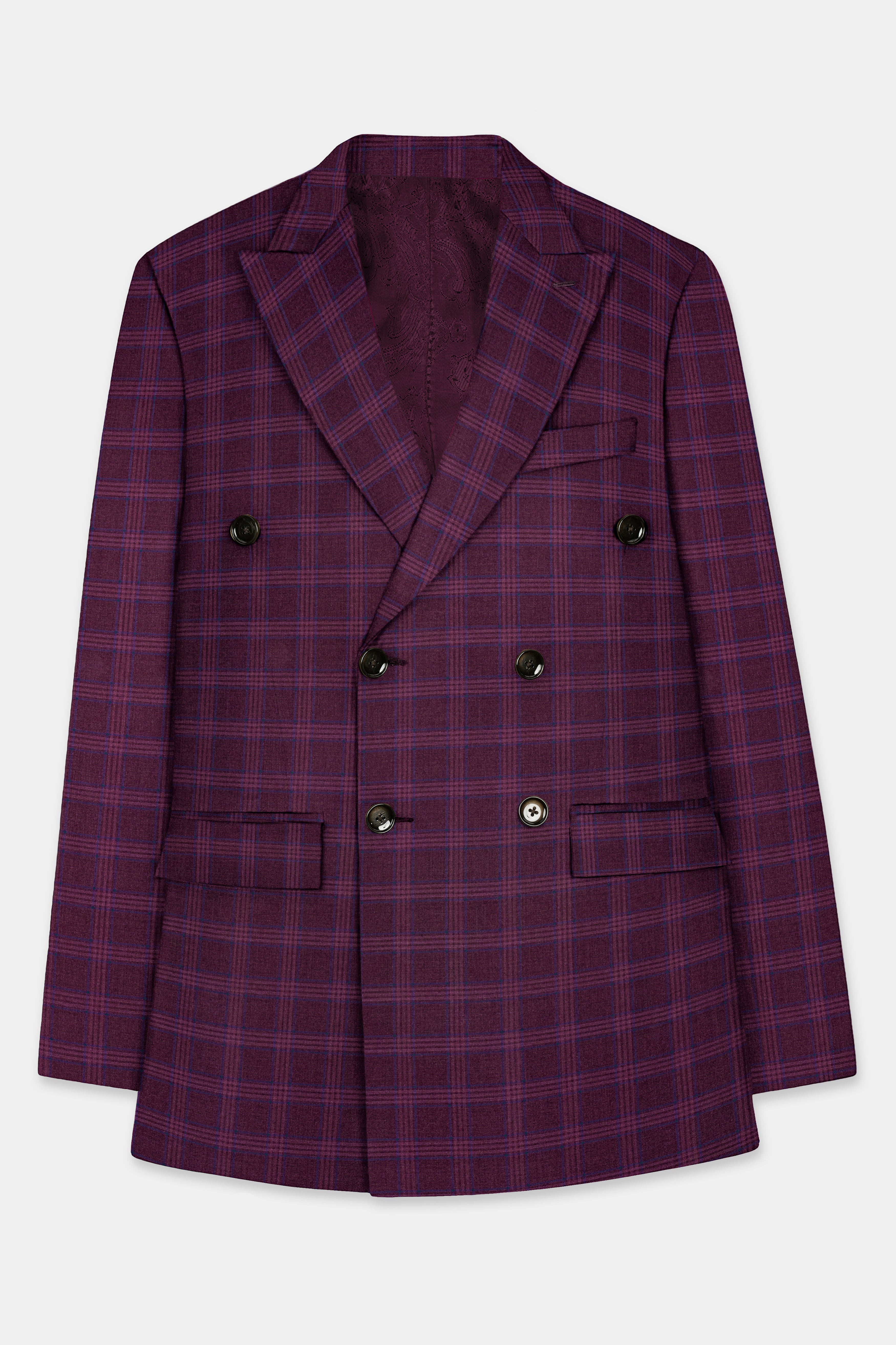 Eclipse Wine Plaid Double Breasted Blazer