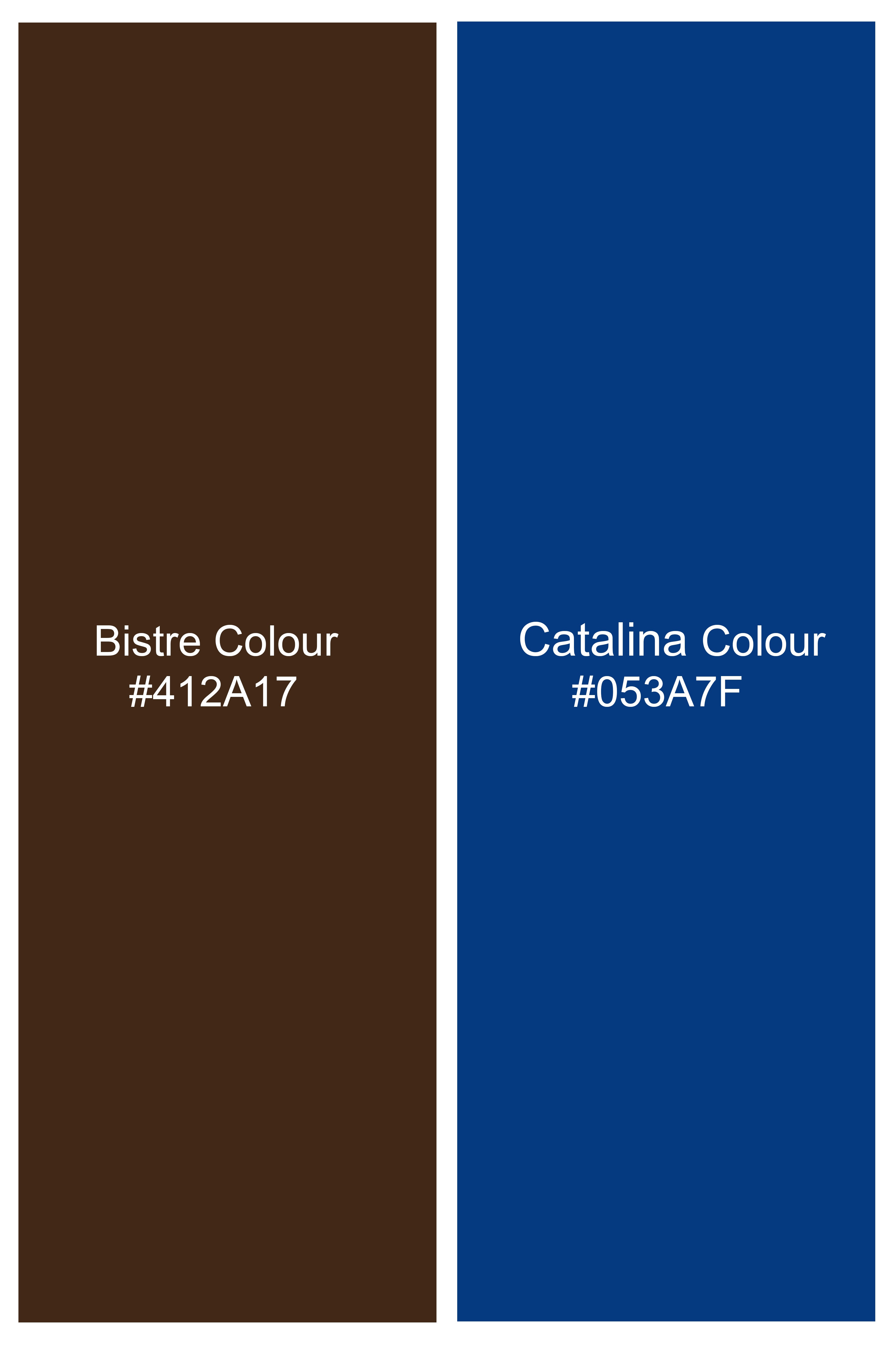 Bistre Brown with Catalina Blue Windowpane Bandhgala Tweed Blazer
