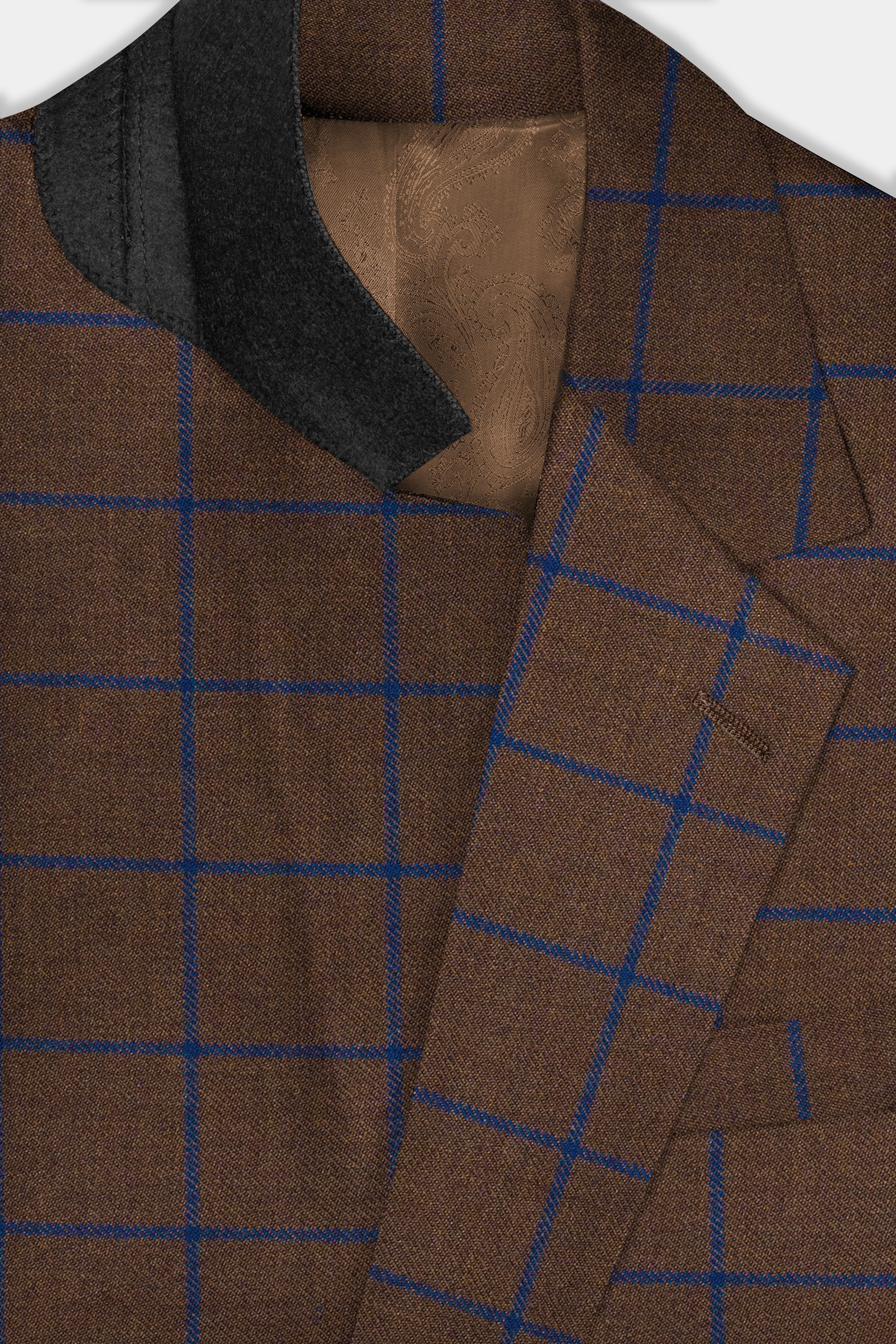 Bistre Brown with Catalina Blue Windowpane Tweed Blazer