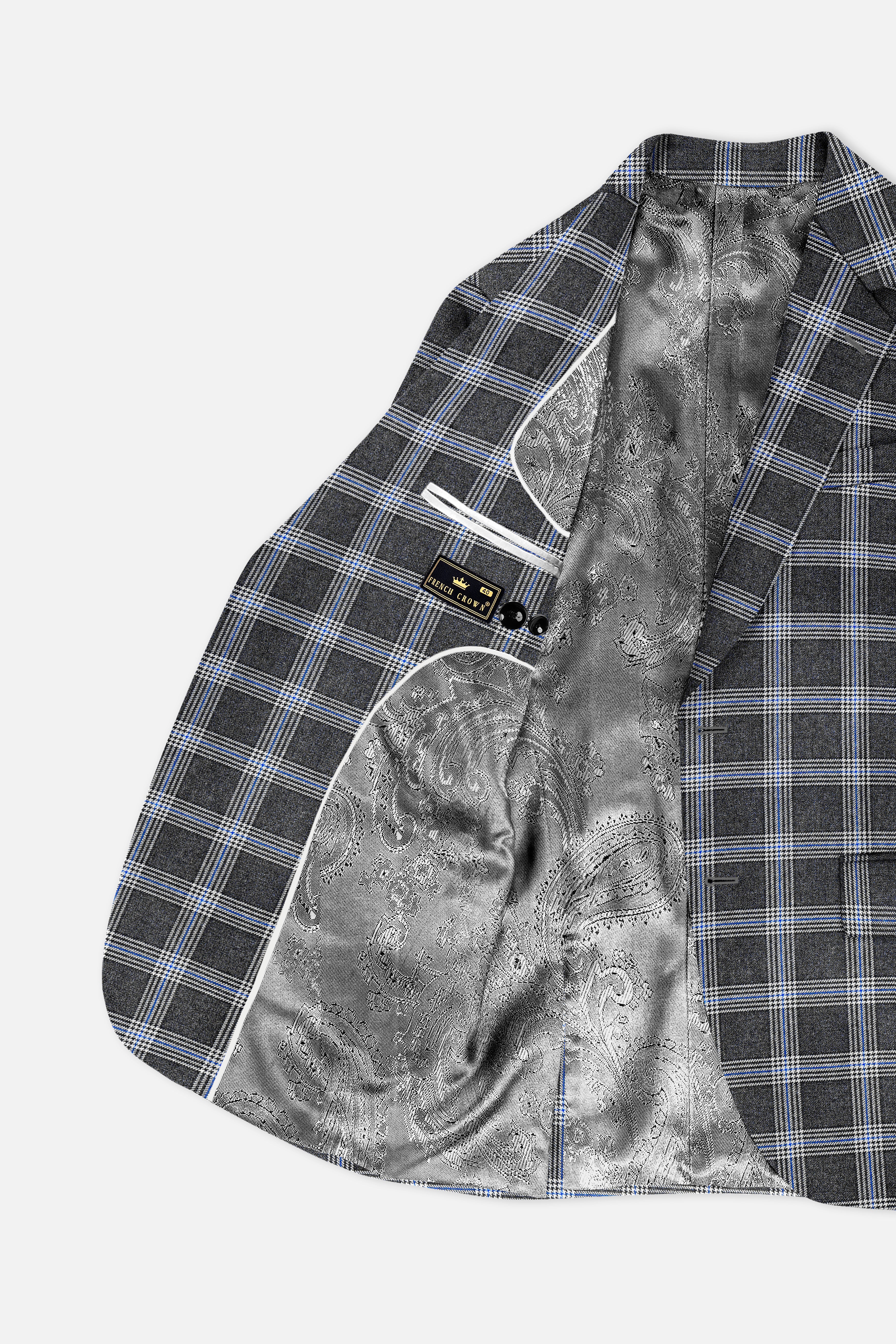 Iridium Gray Plaid Tweed Blazer