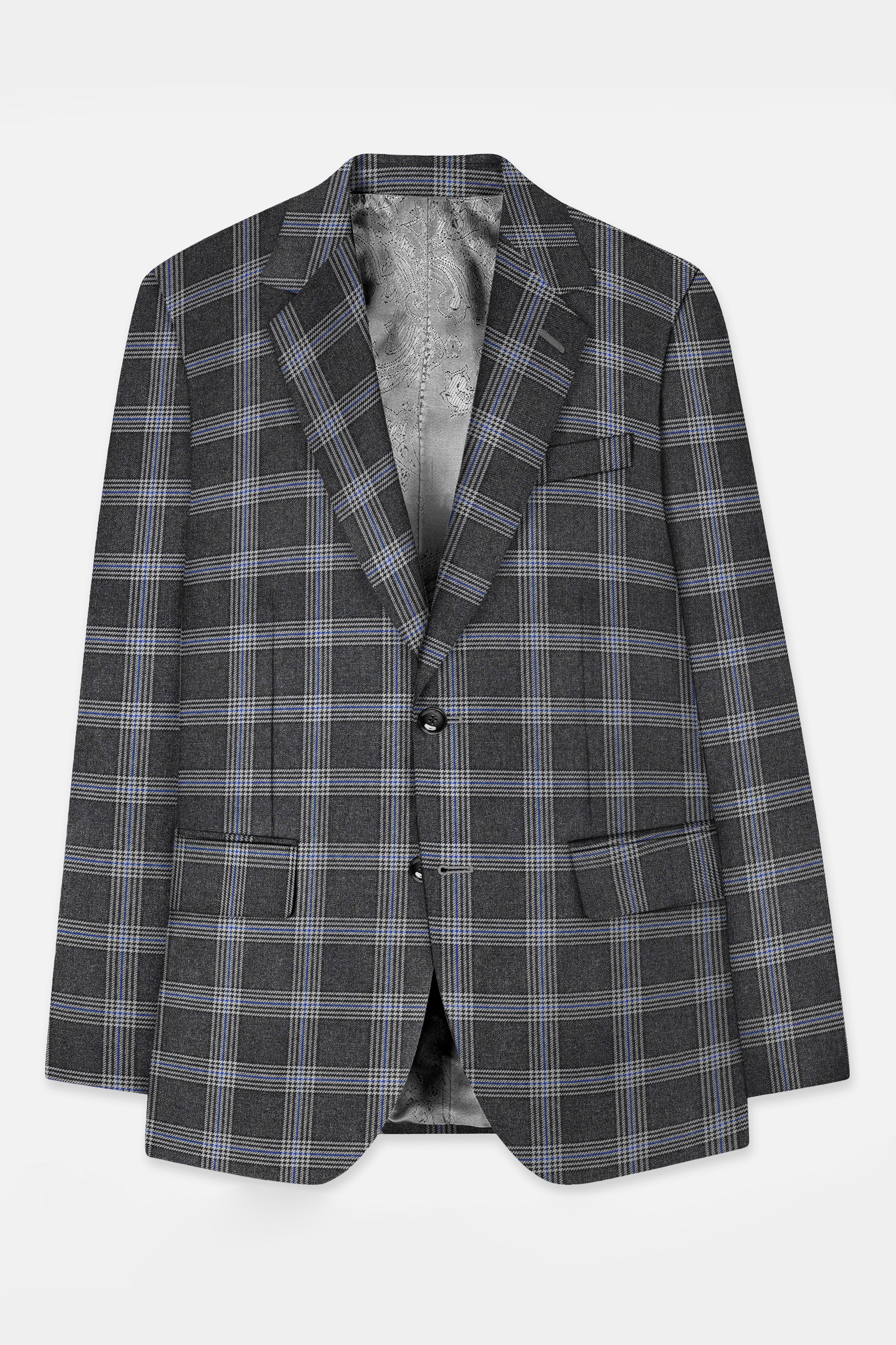 Iridium Gray Plaid Tweed Blazer
