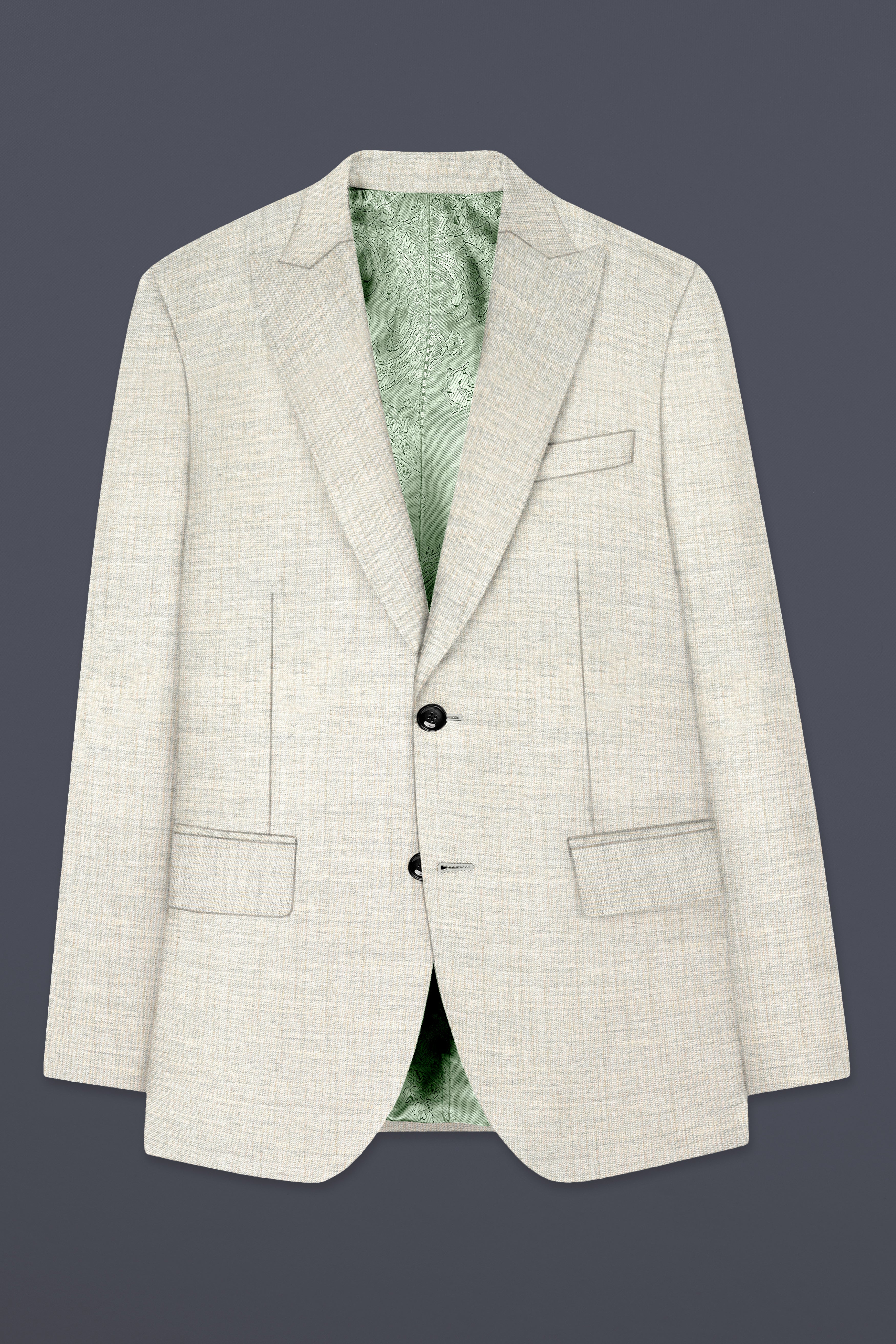 Spanish Gray Textured Wool Blend Blazer