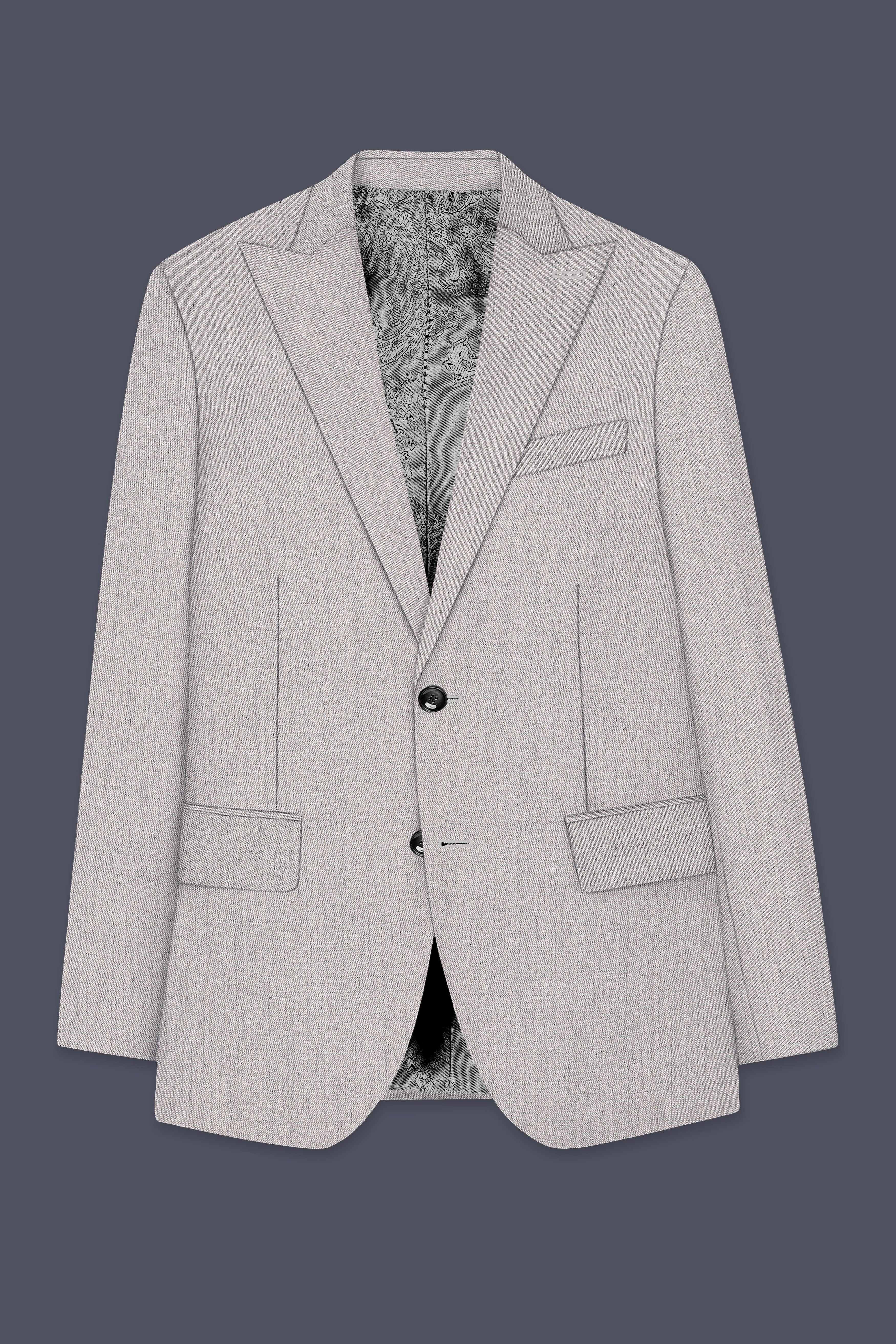 Spanish Gray Textured Wool Blend Blazer