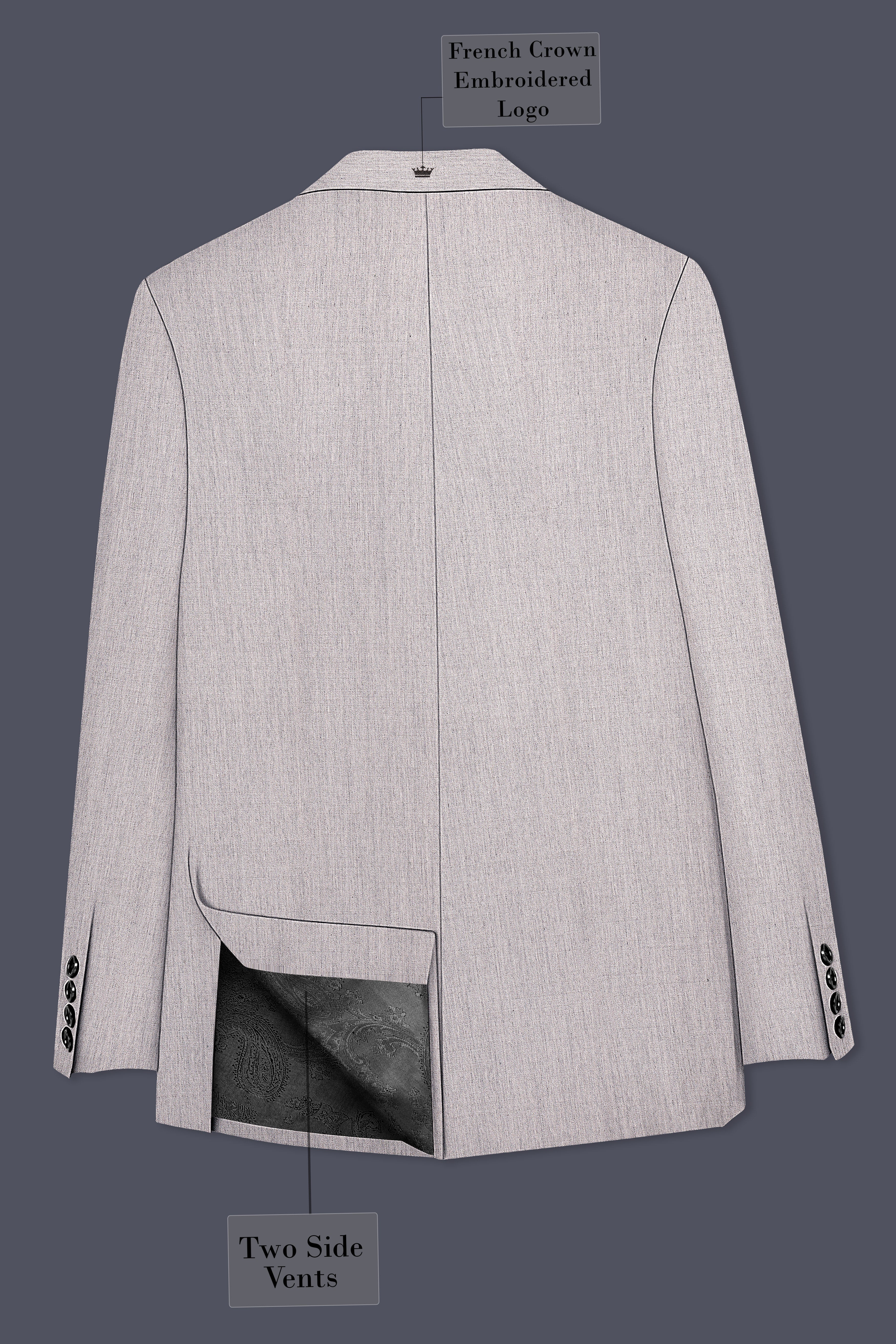 Spanish Gray Textured Wool Blend Blazer