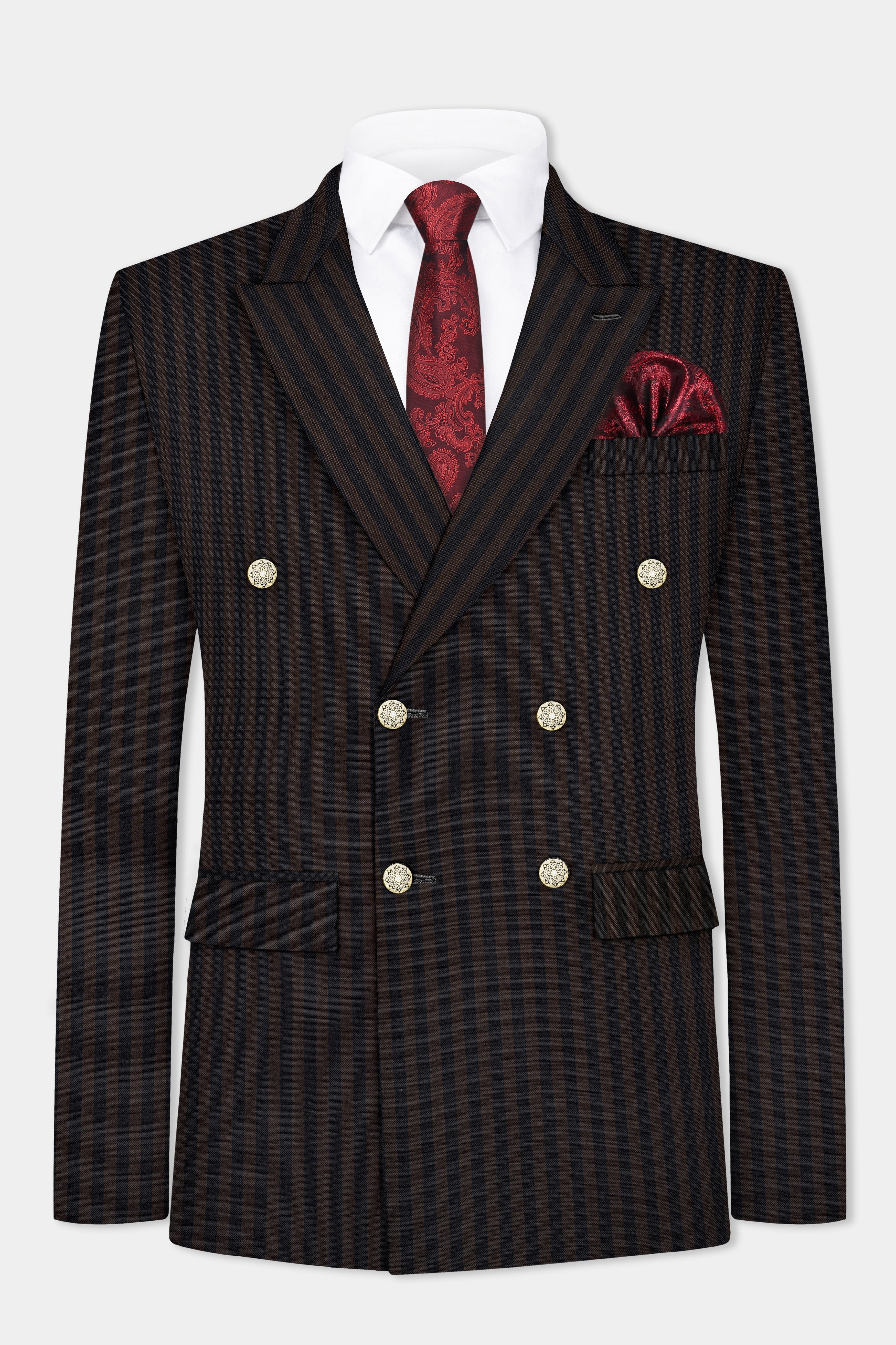 Eternity Brown With Vulcan Black Stripes Premium Wool Blend