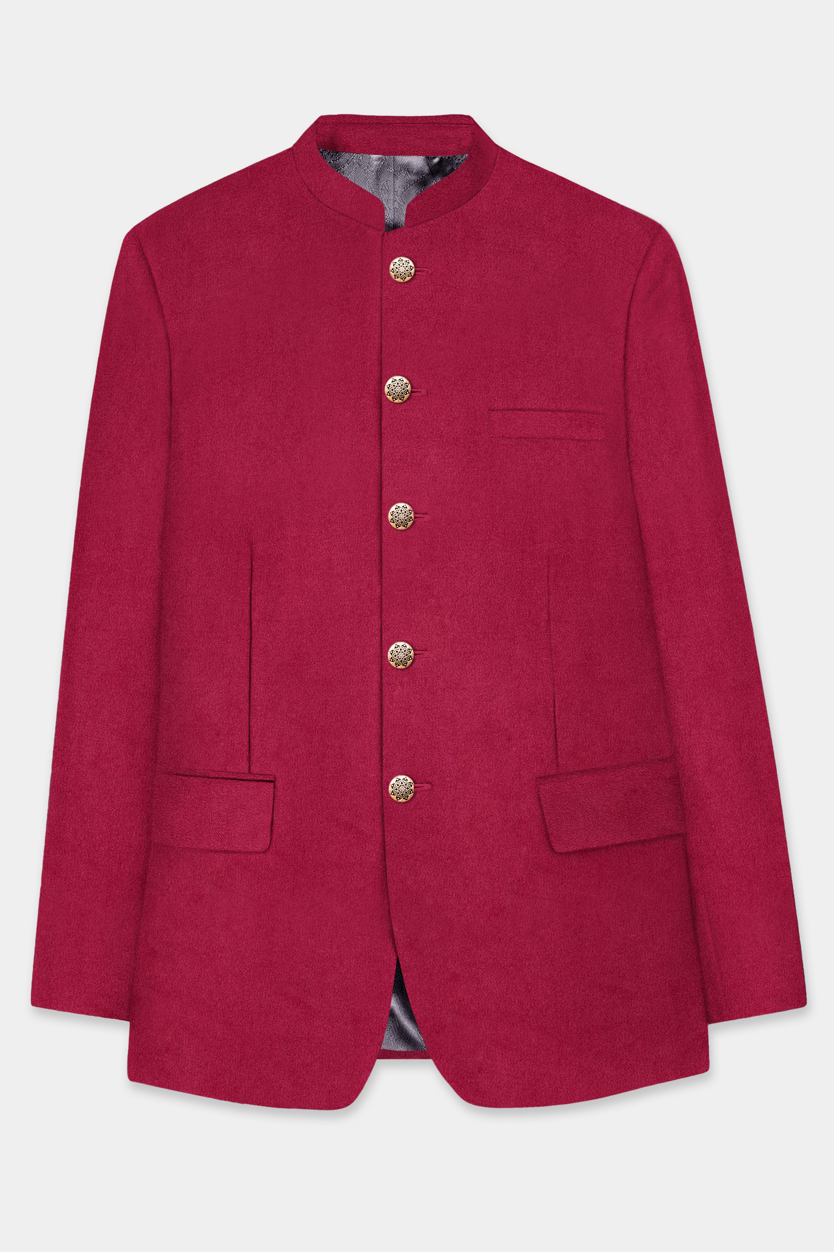 Claret Red Bandhgala Velvet Blazer