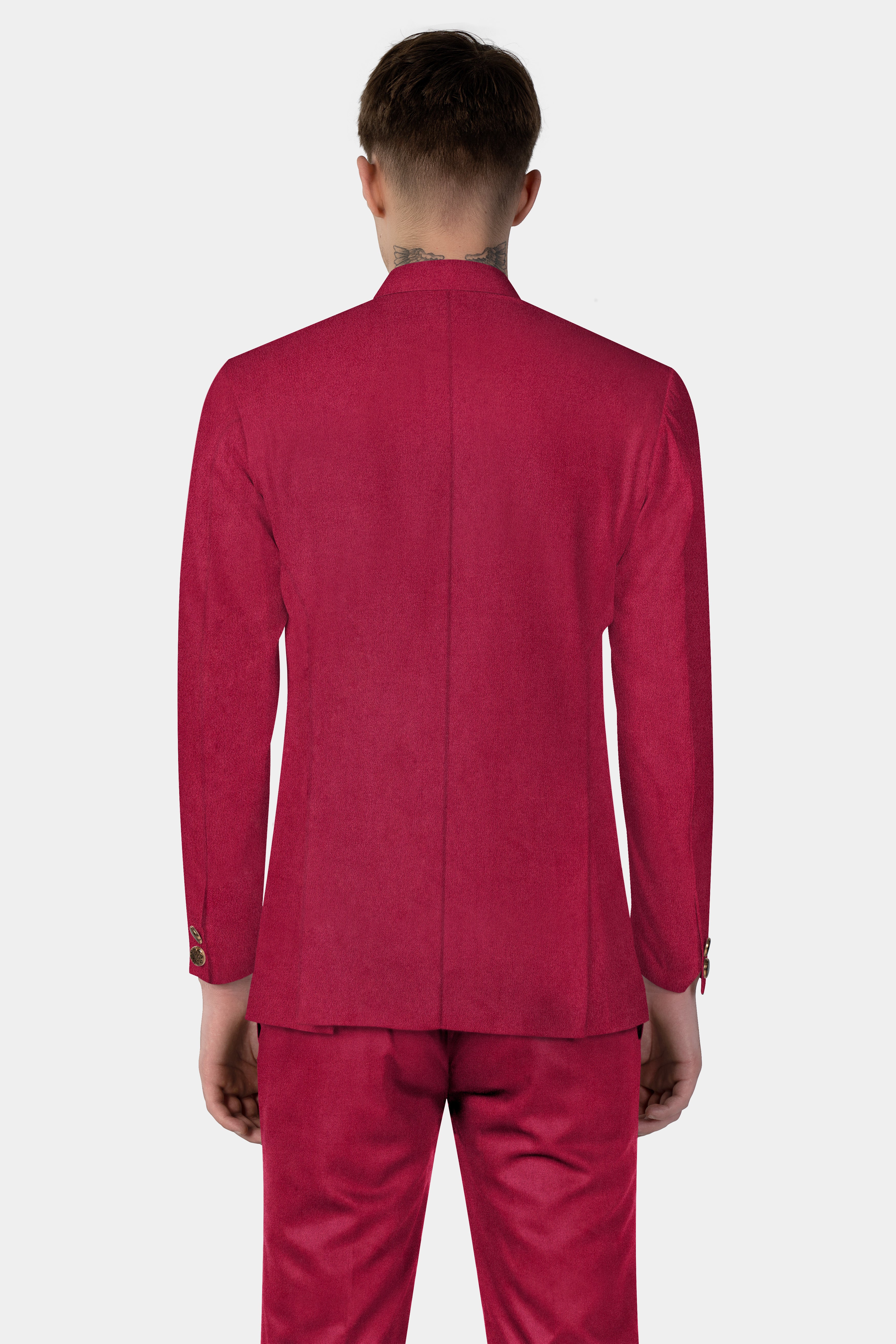 Claret Red Bandhgala Velvet Blazer