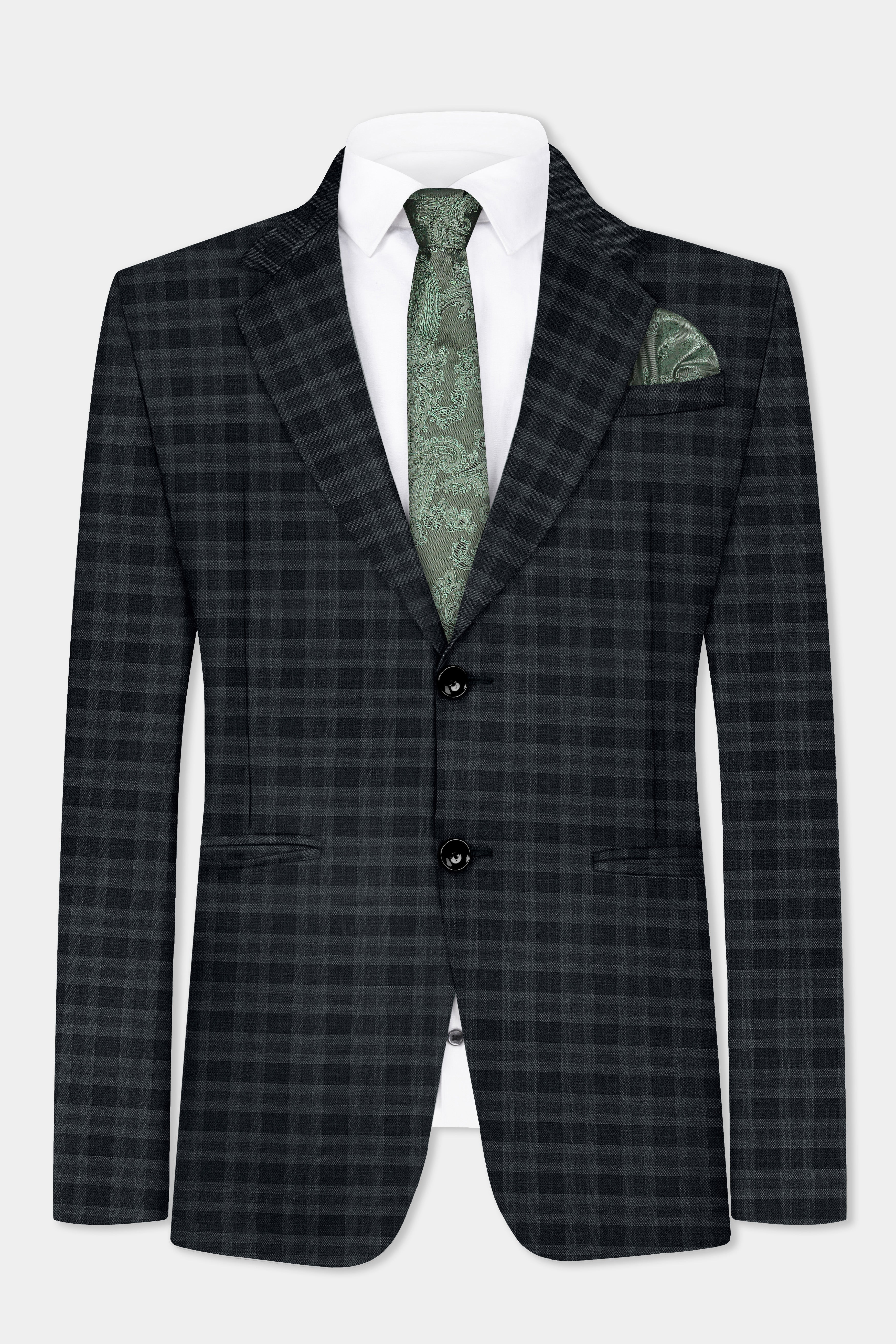 Bunker Gray With Vampire Plaid Wool Blend Blazer