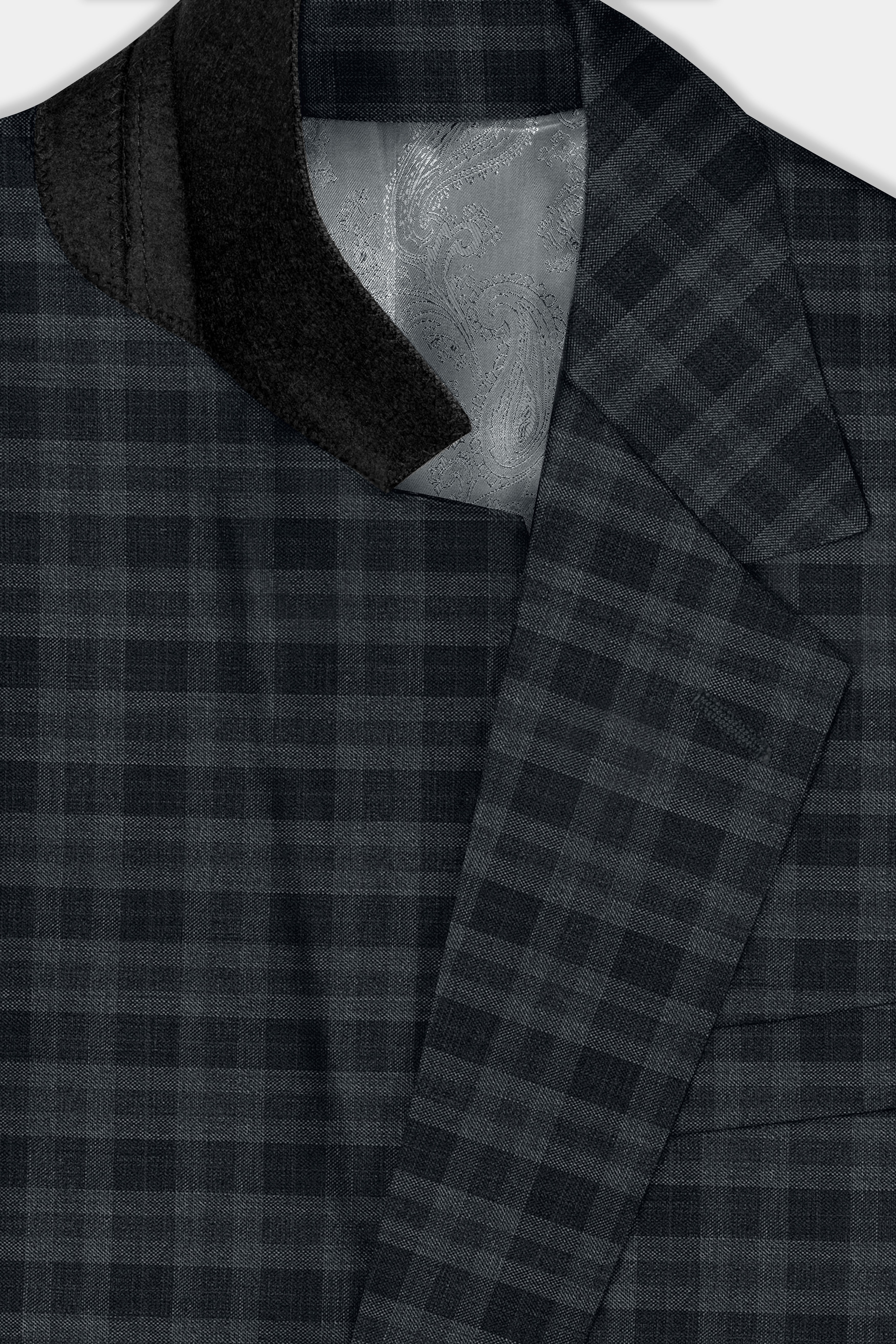 Bunker Gray With Vampire Plaid Wool Blend Blazer