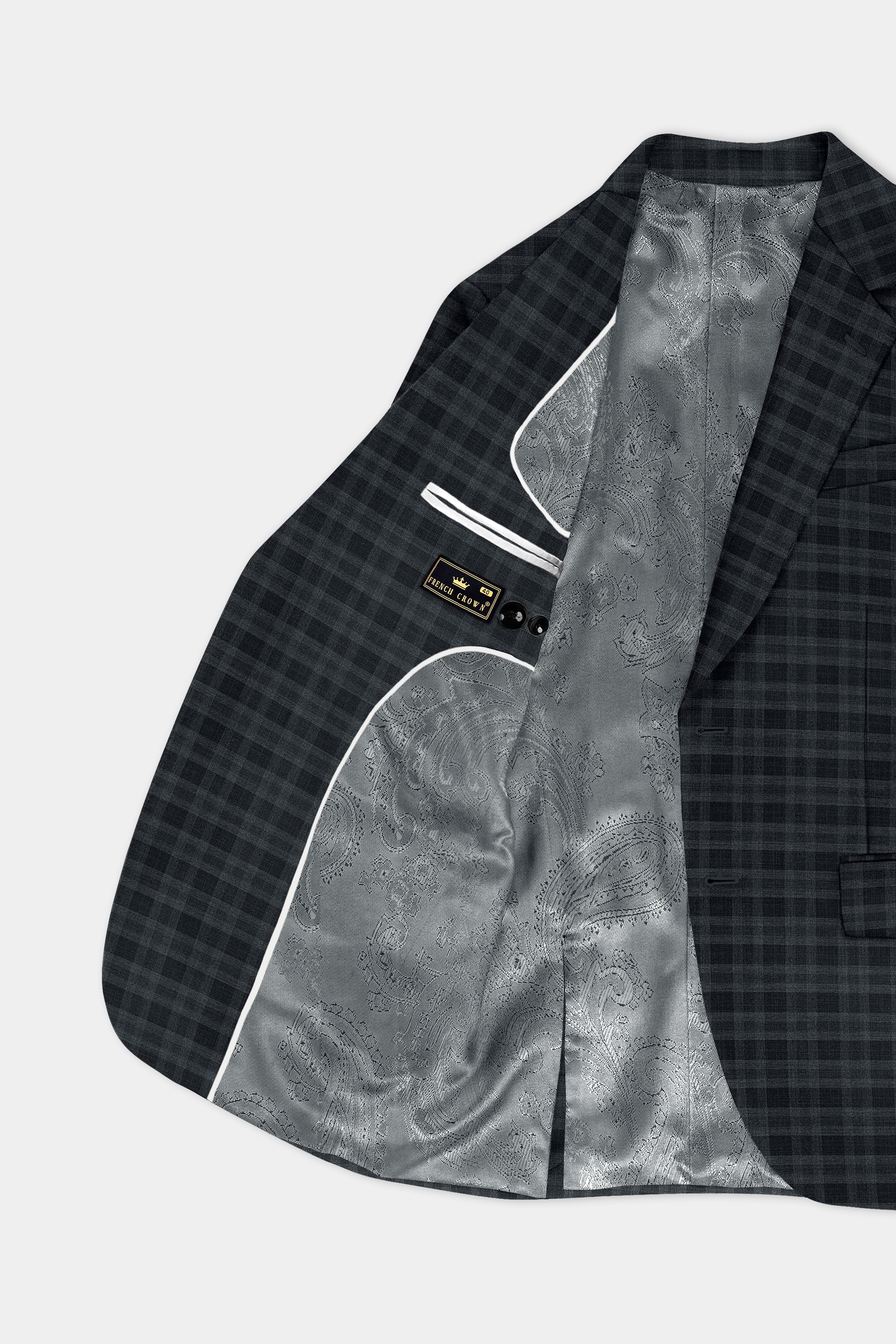 Bunker Gray With Vampire Plaid Wool Blend Blazer