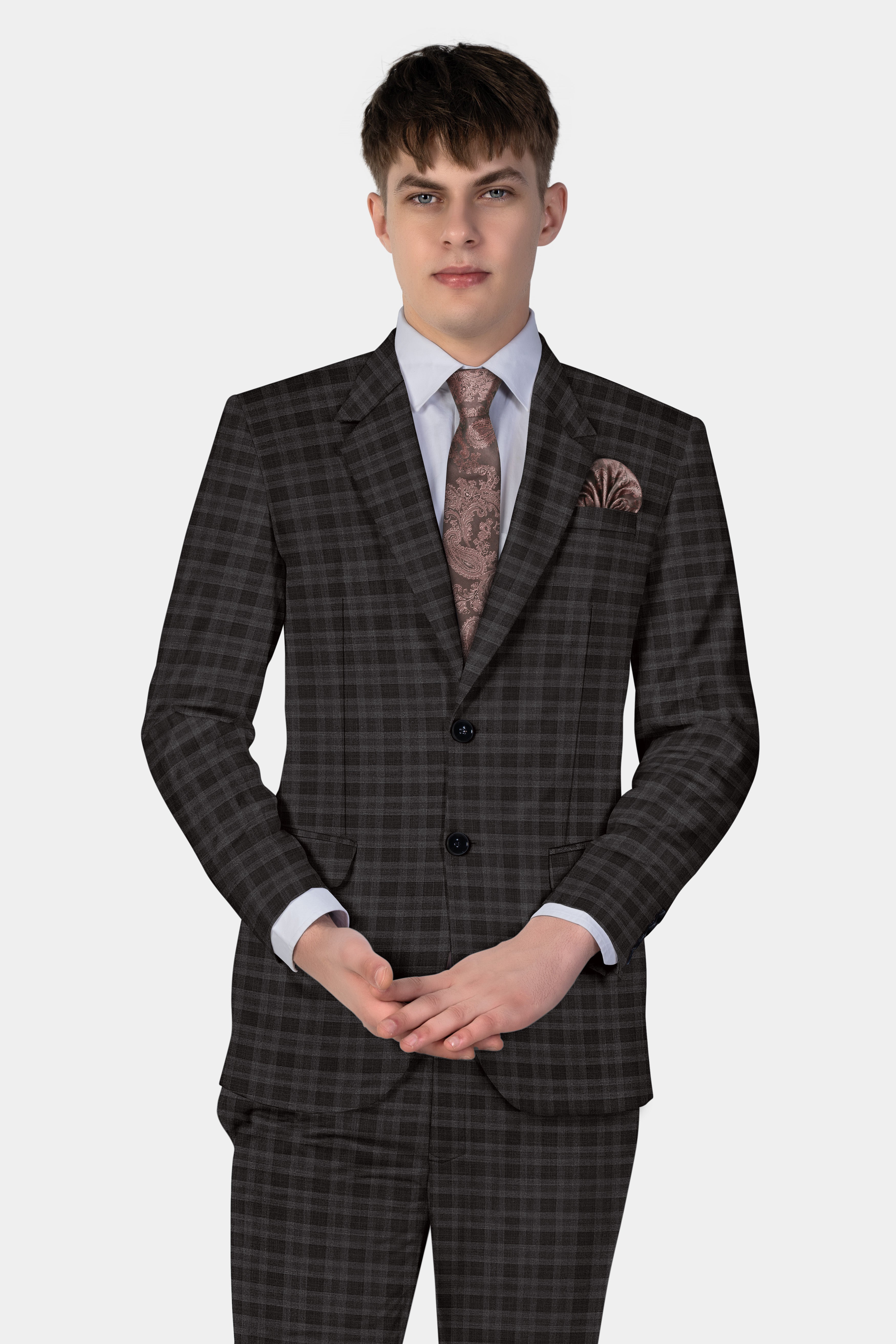 Zeus Brown With Emperor Plaid Wool Blend Blazer