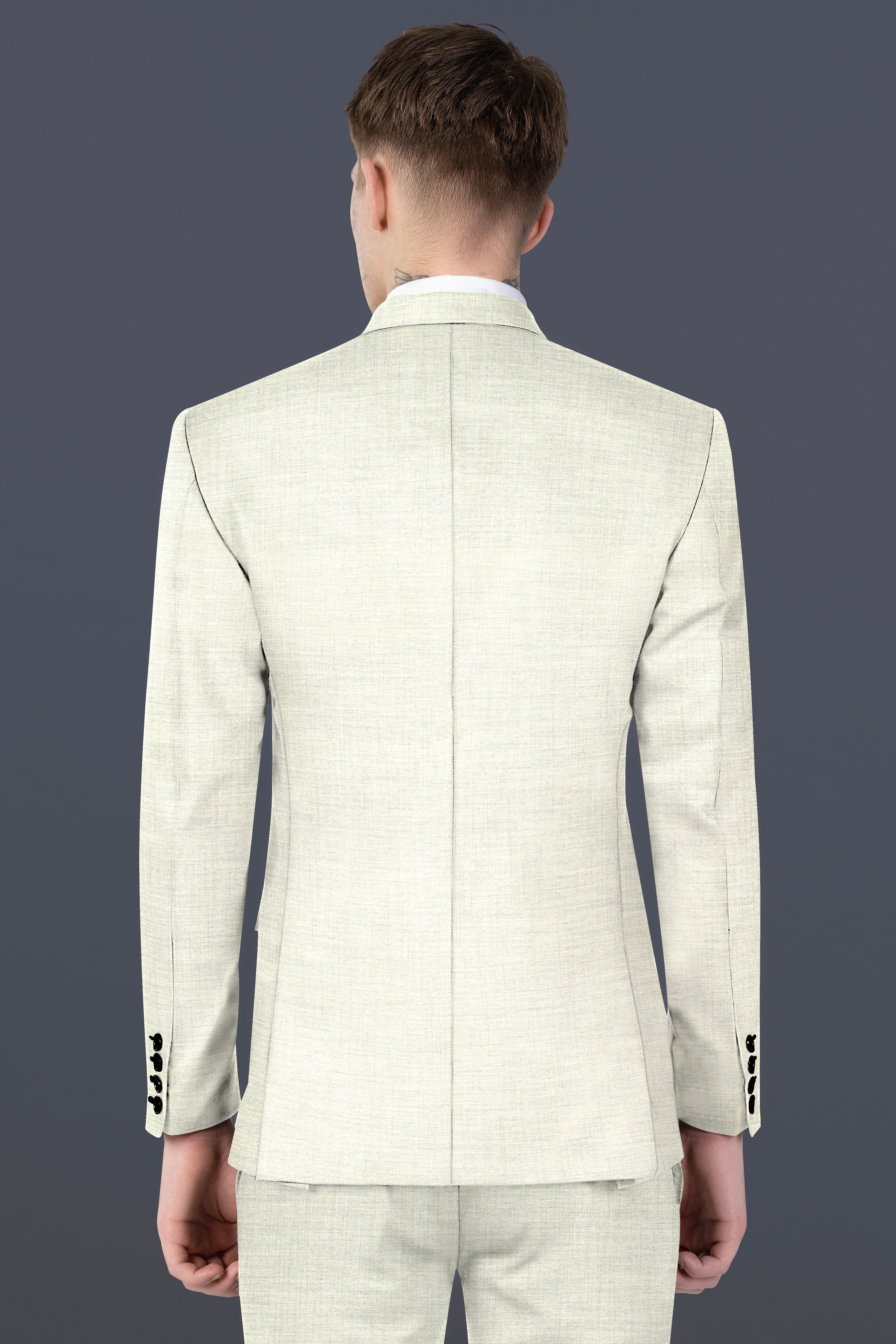 Spanish Gray Textured Wool Blend Single Breasted Blazer