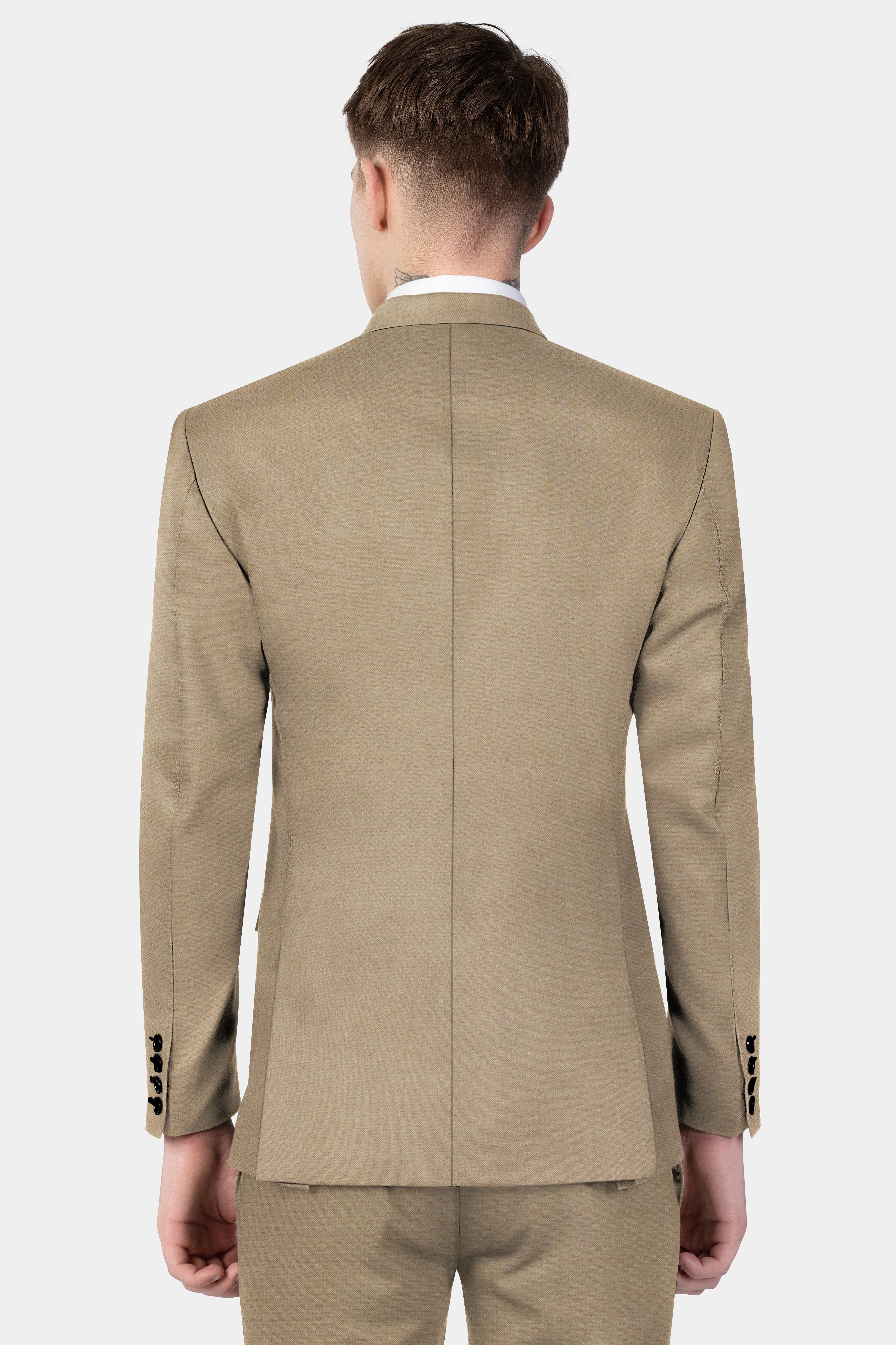 Hillary Cream Solid Wool Blend Single Breasted Blazer