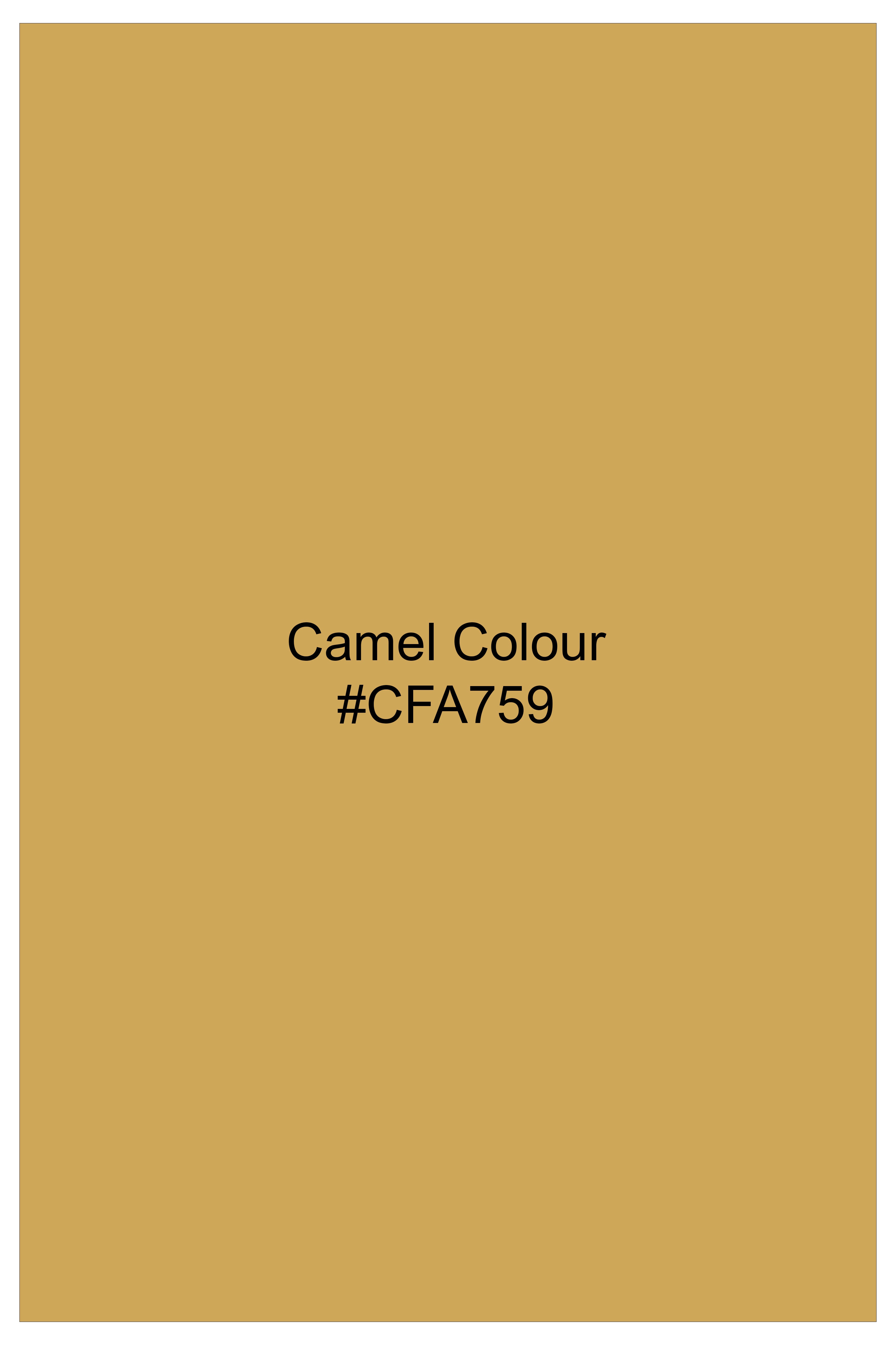 Camel Yellow Solid Cotton Peak Collar Tuxedo Blazer