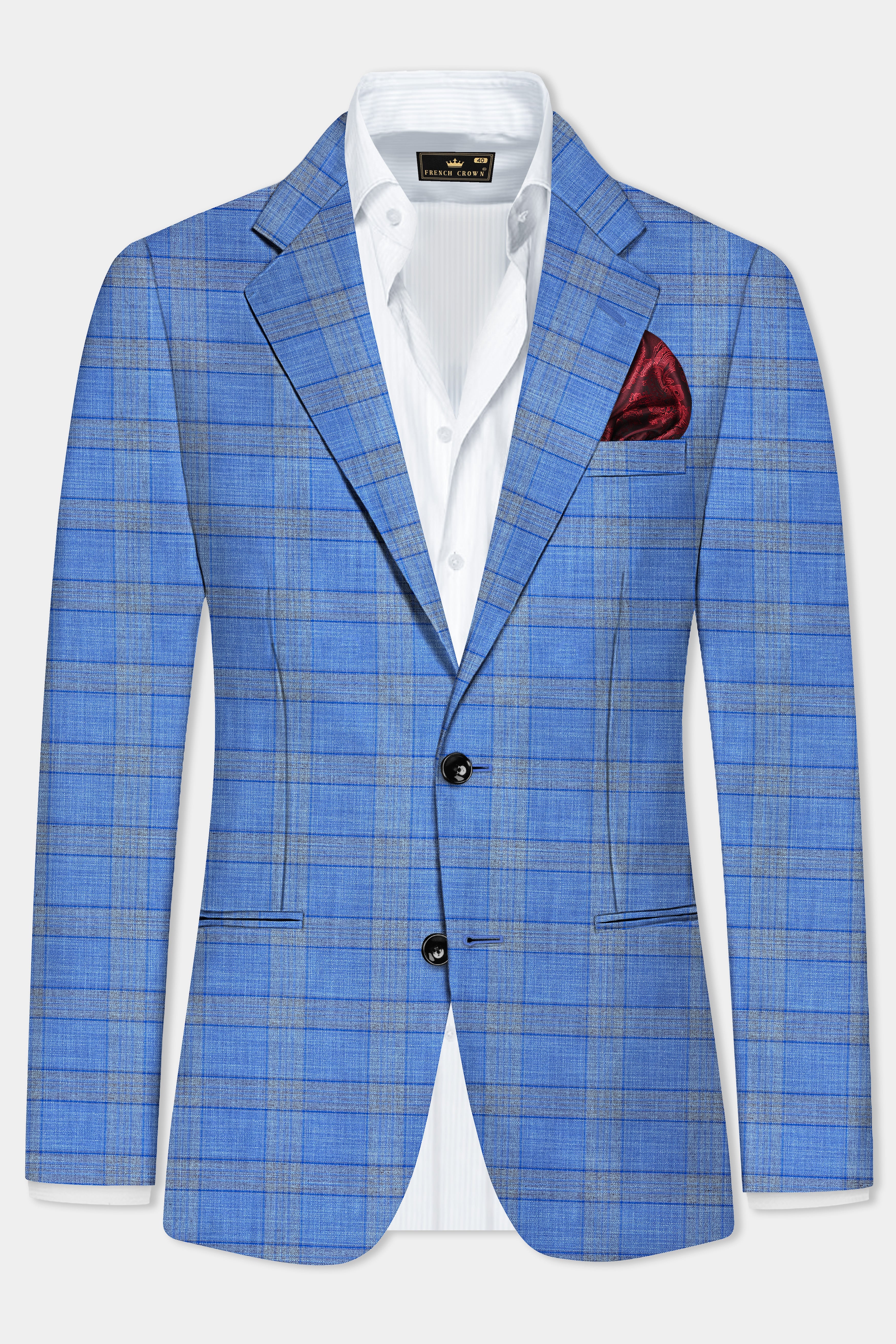 Danube Blue Wool Blend Single Breasted Blazer