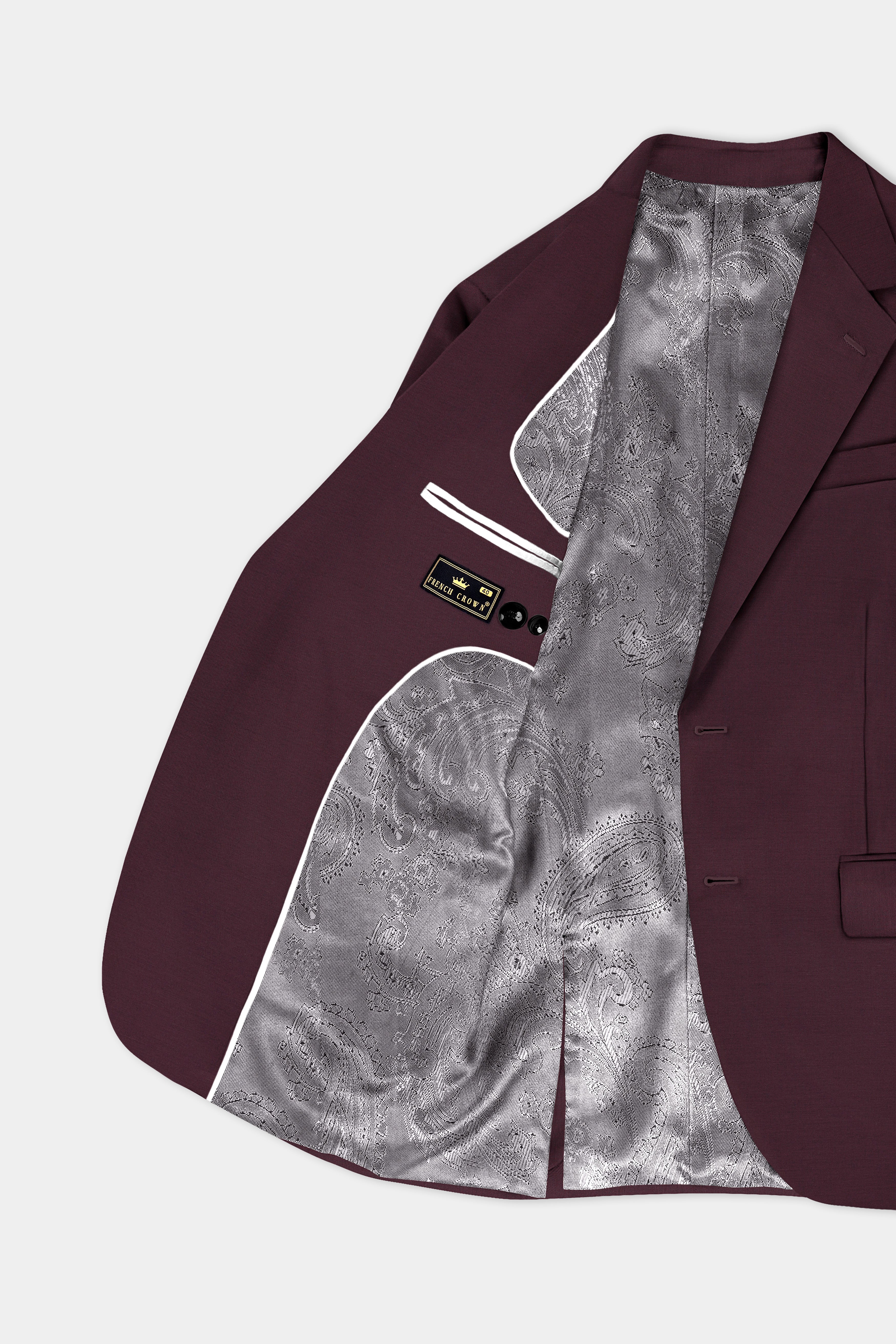 Crater Maroon Solid Wool Blend Single Breasted Blazer