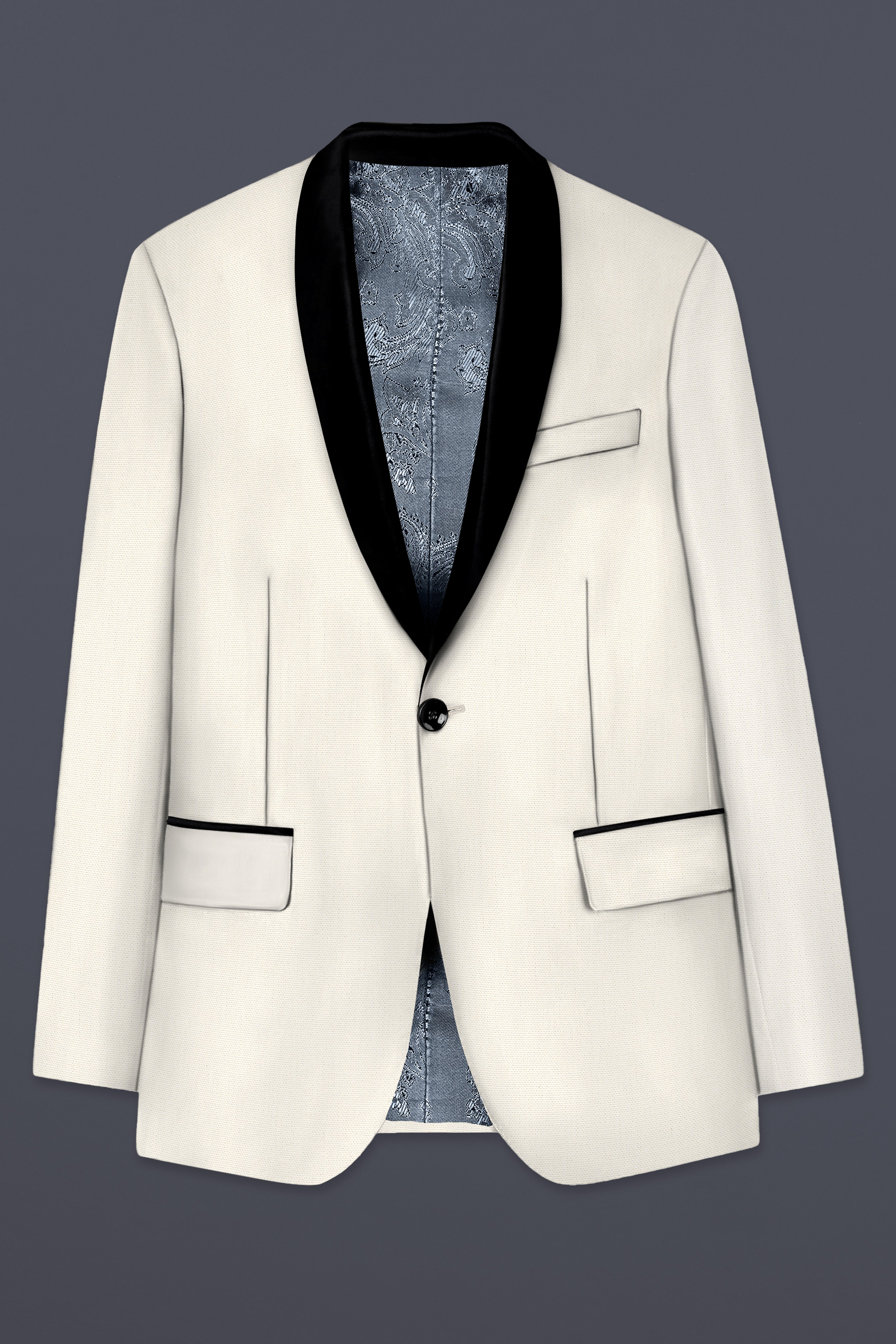 Merino Cream Cotton Tuxedo Blazer