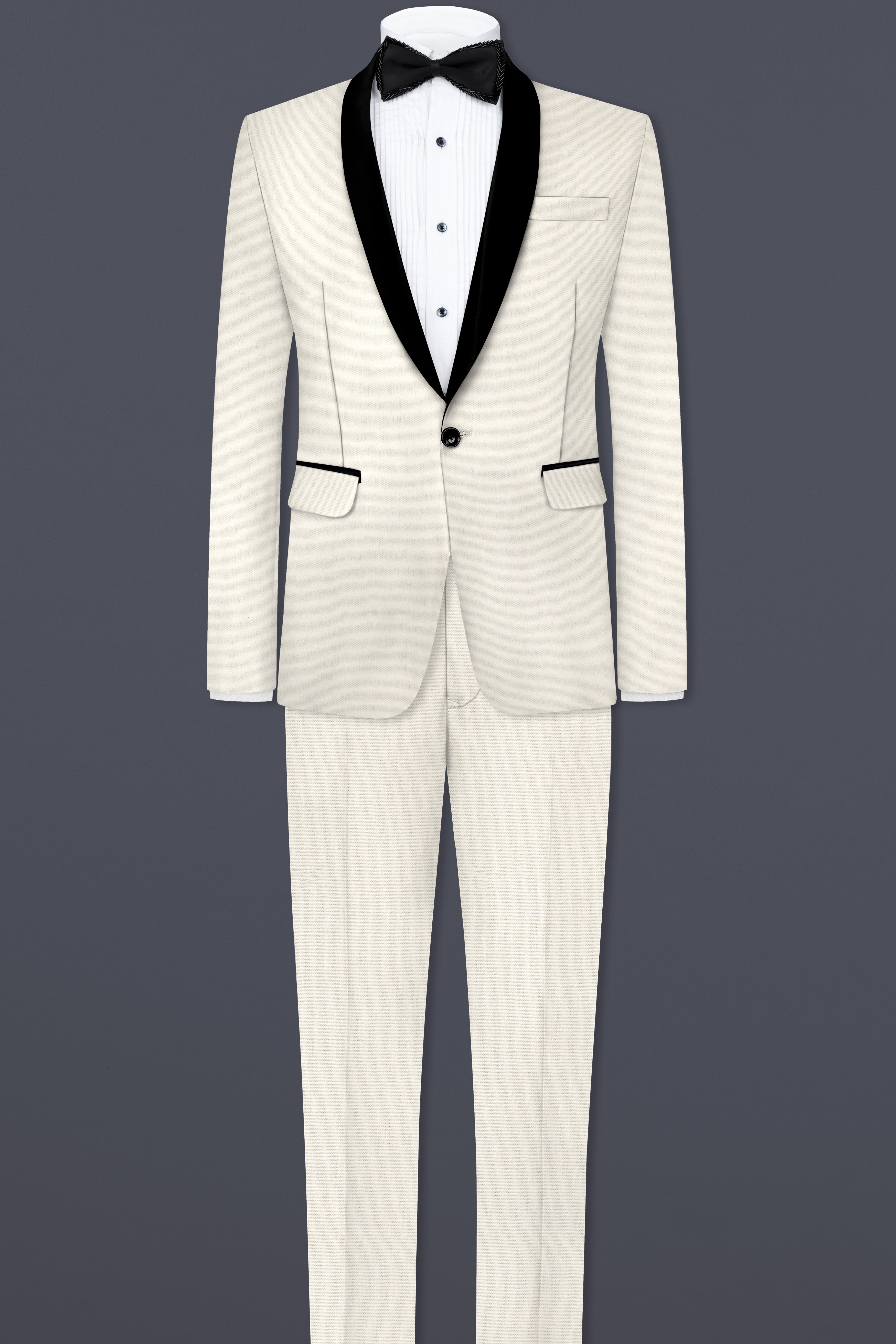 Merino Cream Cotton Tuxedo Blazer