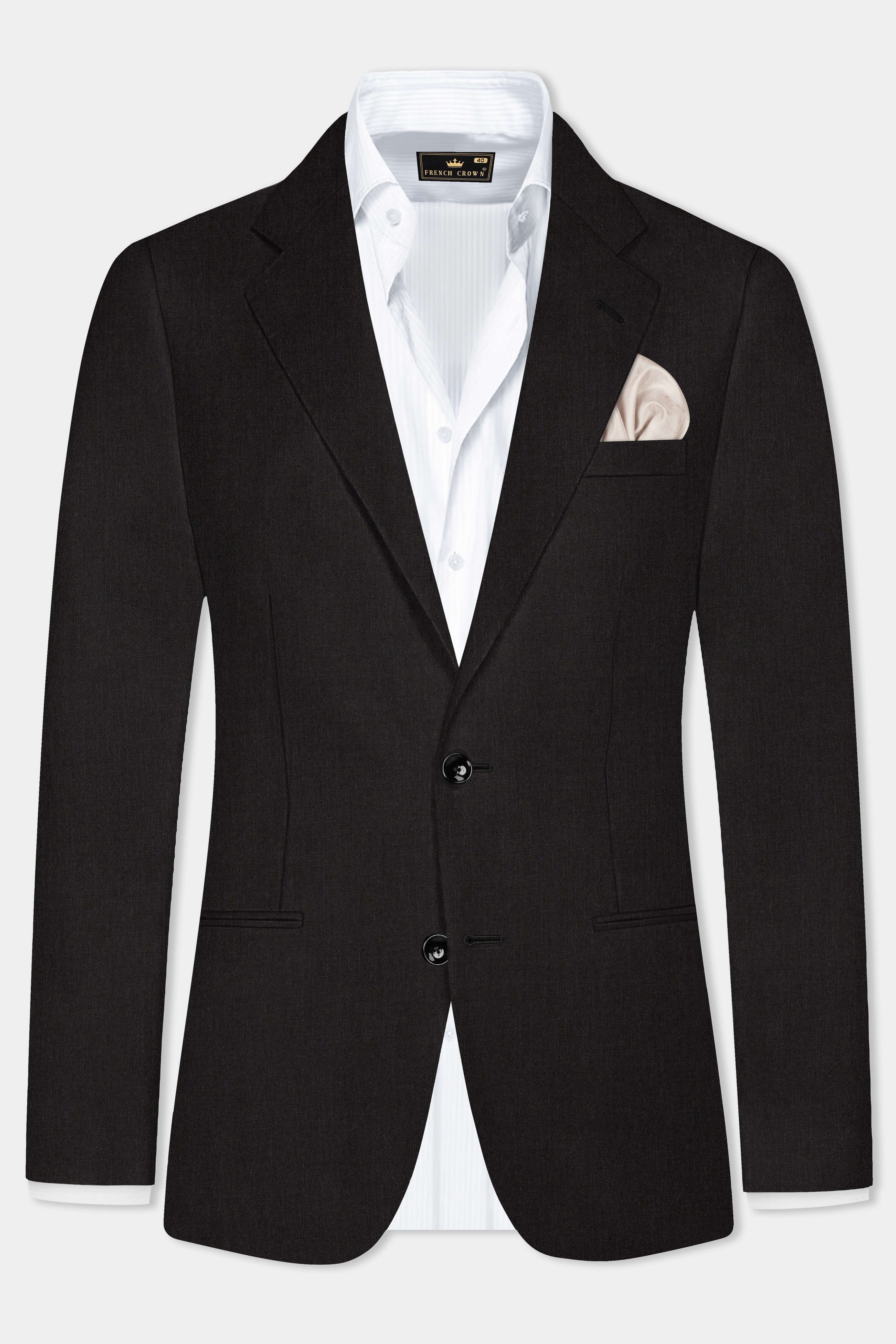 Shark Gray Stretchable Wool Blend Single Breasted Blazer