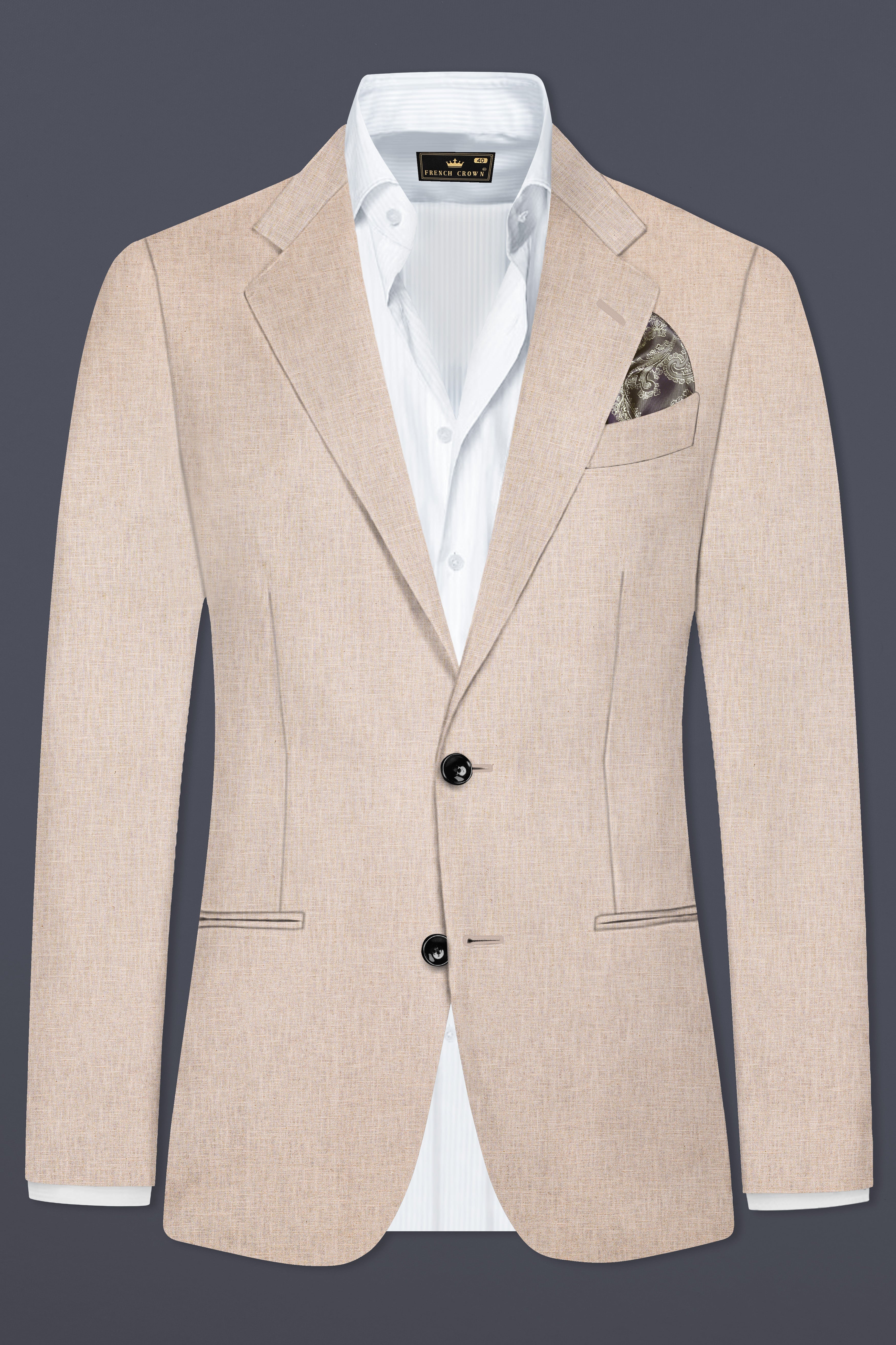 Sisal Cream Luxurious Linen Single Breasted Blazer