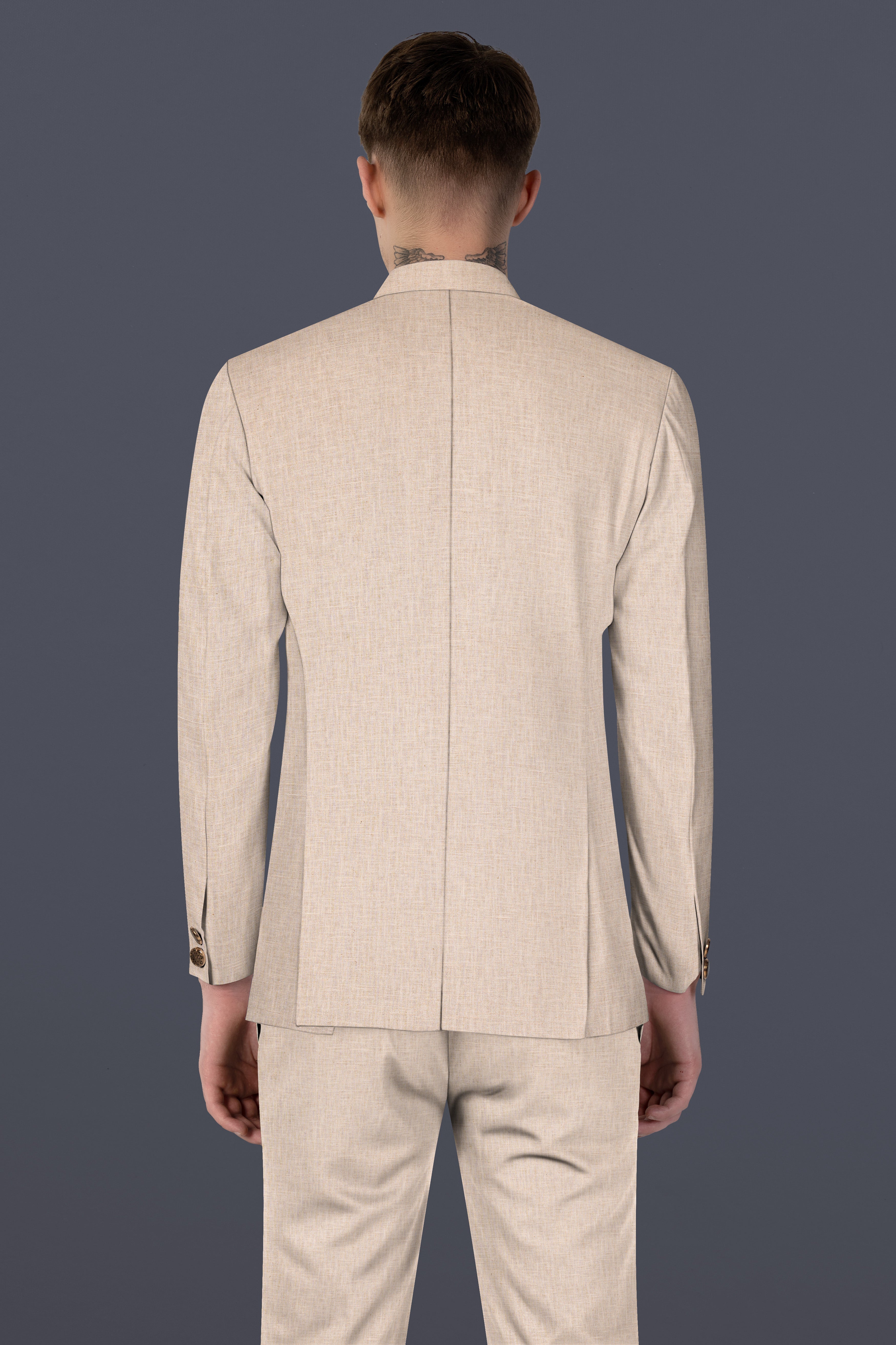 Sisal Cream Luxurious Linen Cross Placket Bandhgala Blazer