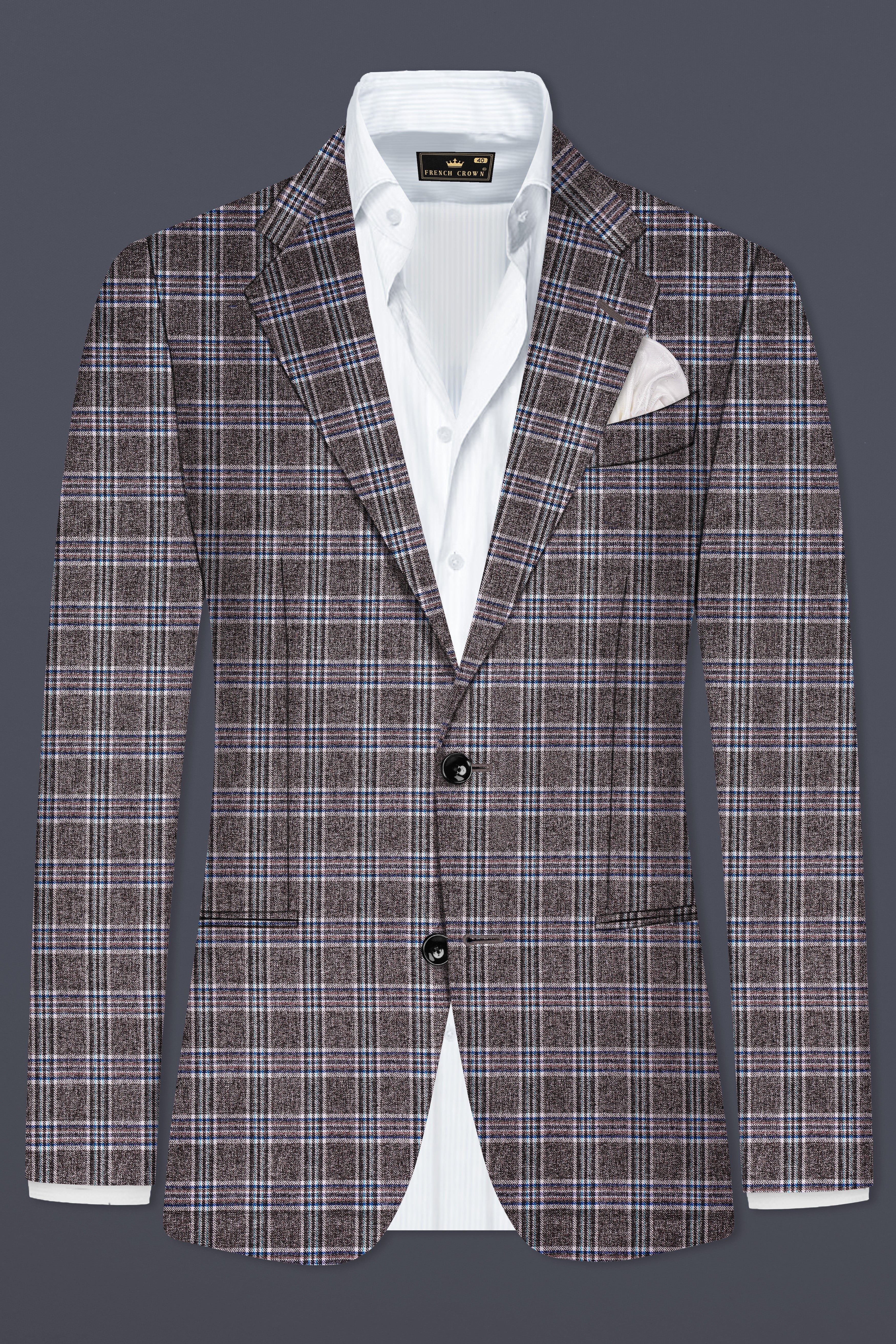 Ironside Grey Plaid Wool Blend Single Breasted Blazer