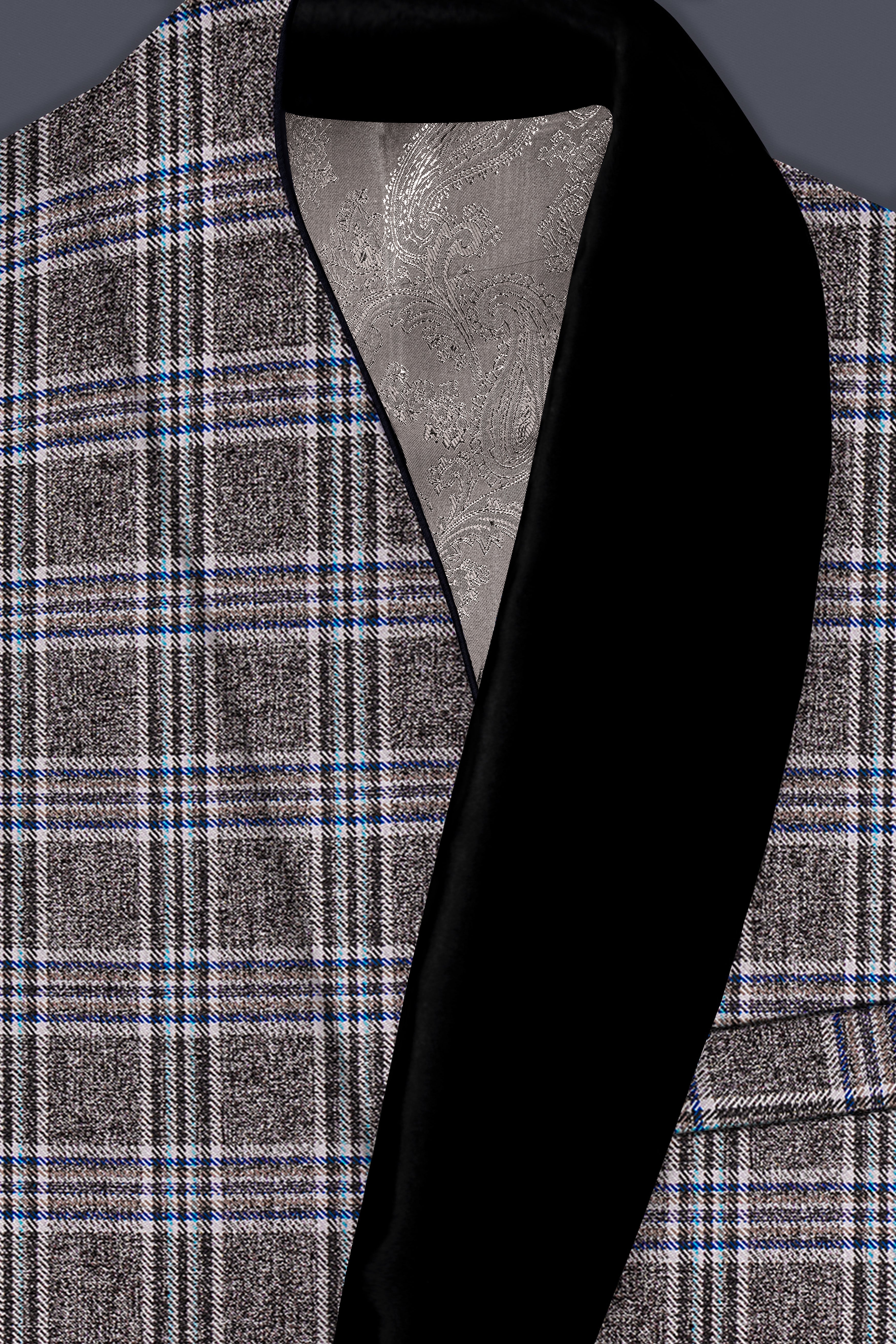 Ironside Grey Plaid Wool Blend Tuxedo Blazer