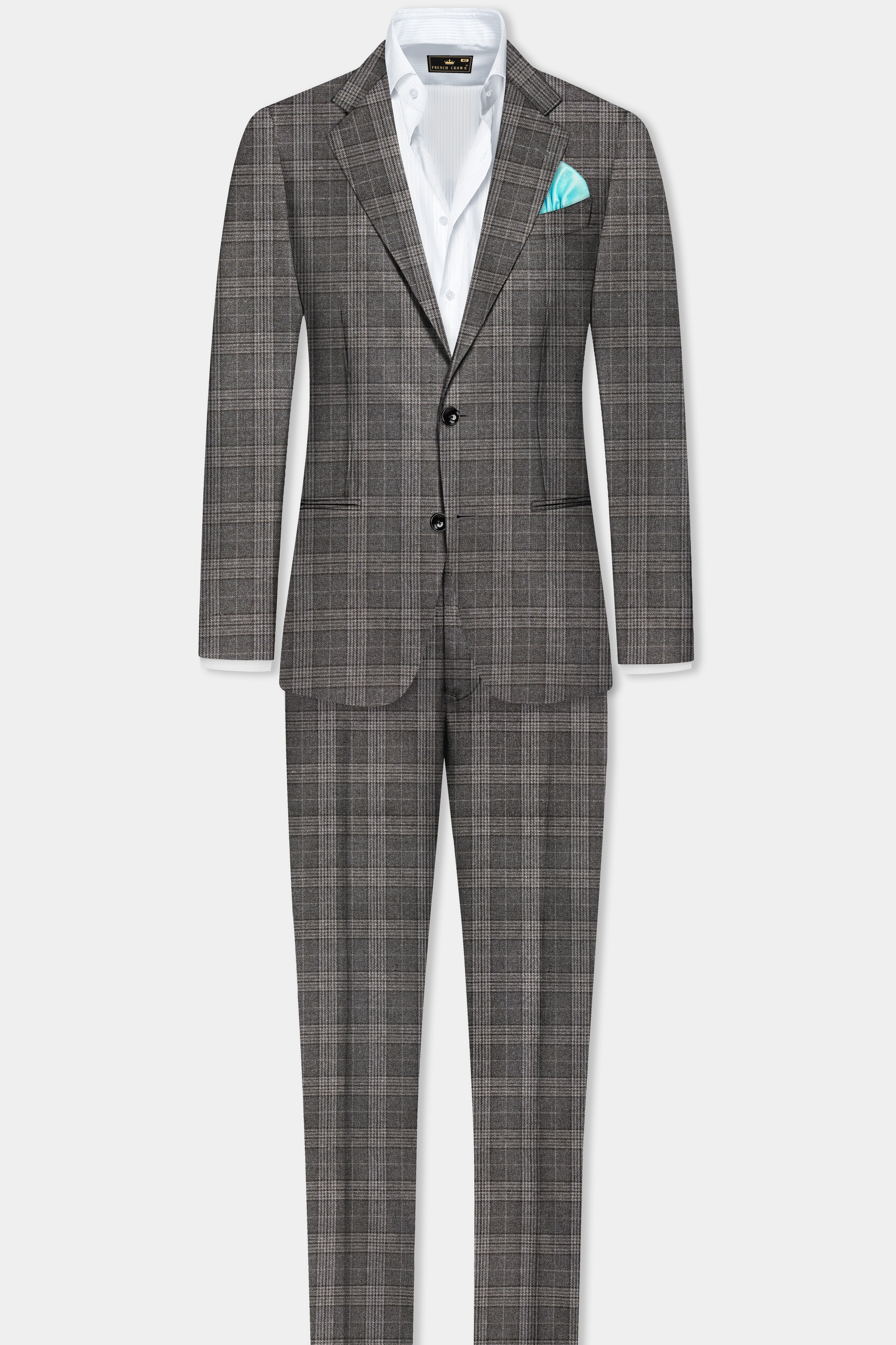 Iridium Gray Plaid Tweed Wool Blend Single Breasted Blazer