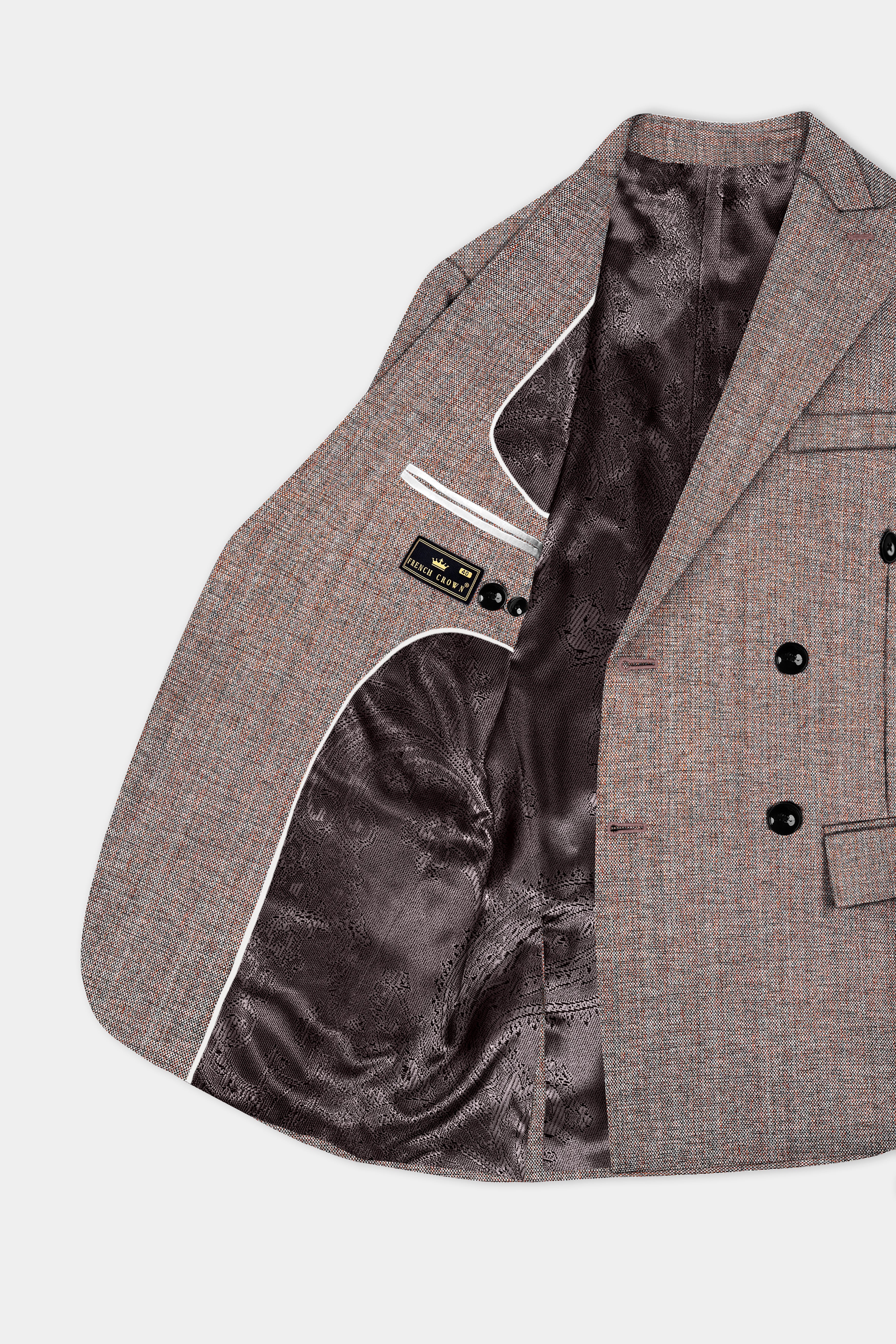 Ferra Brown Textured Double Breasted Blazer