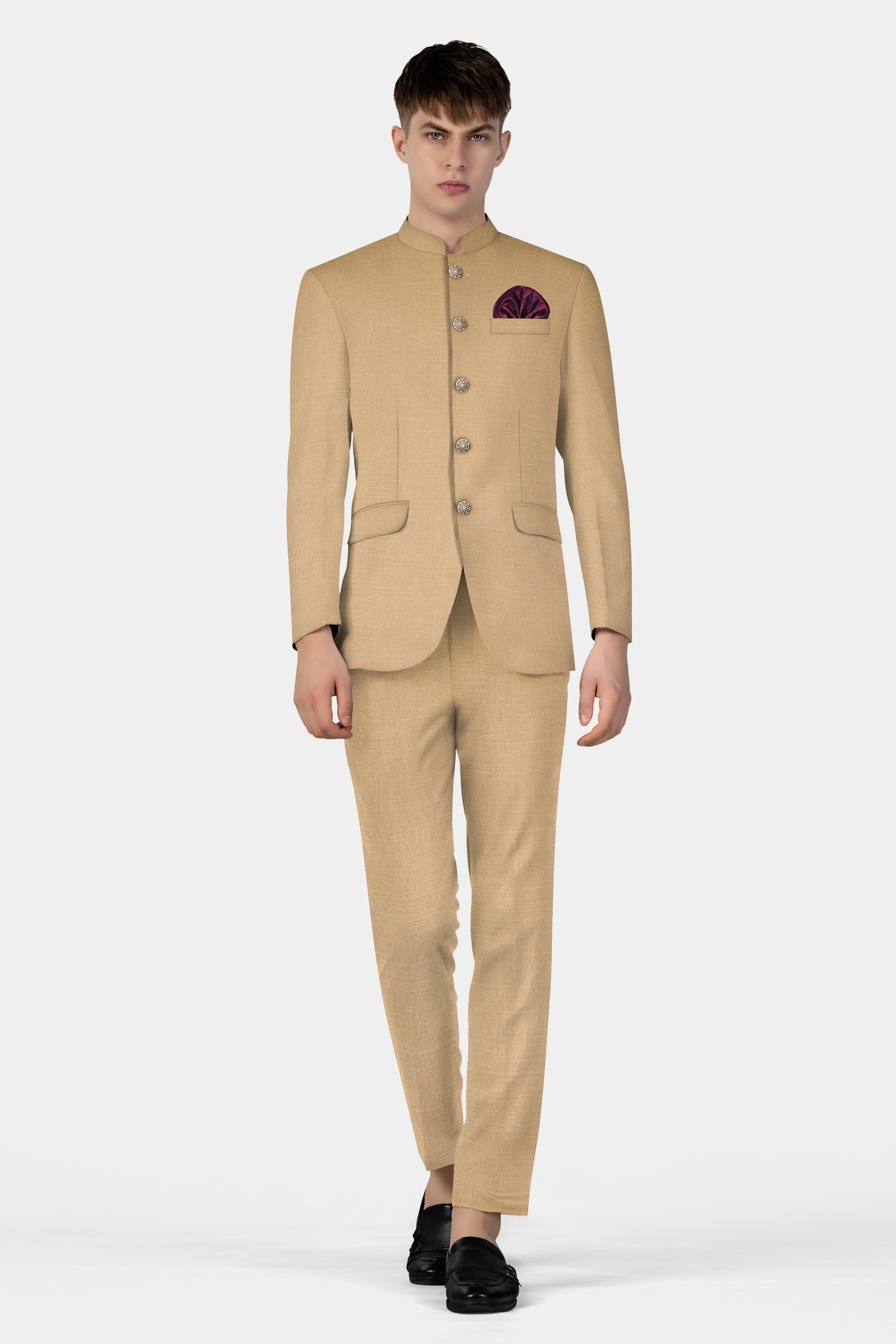 Sandrift Cream Luxurious Linen Bandhgala Blazer