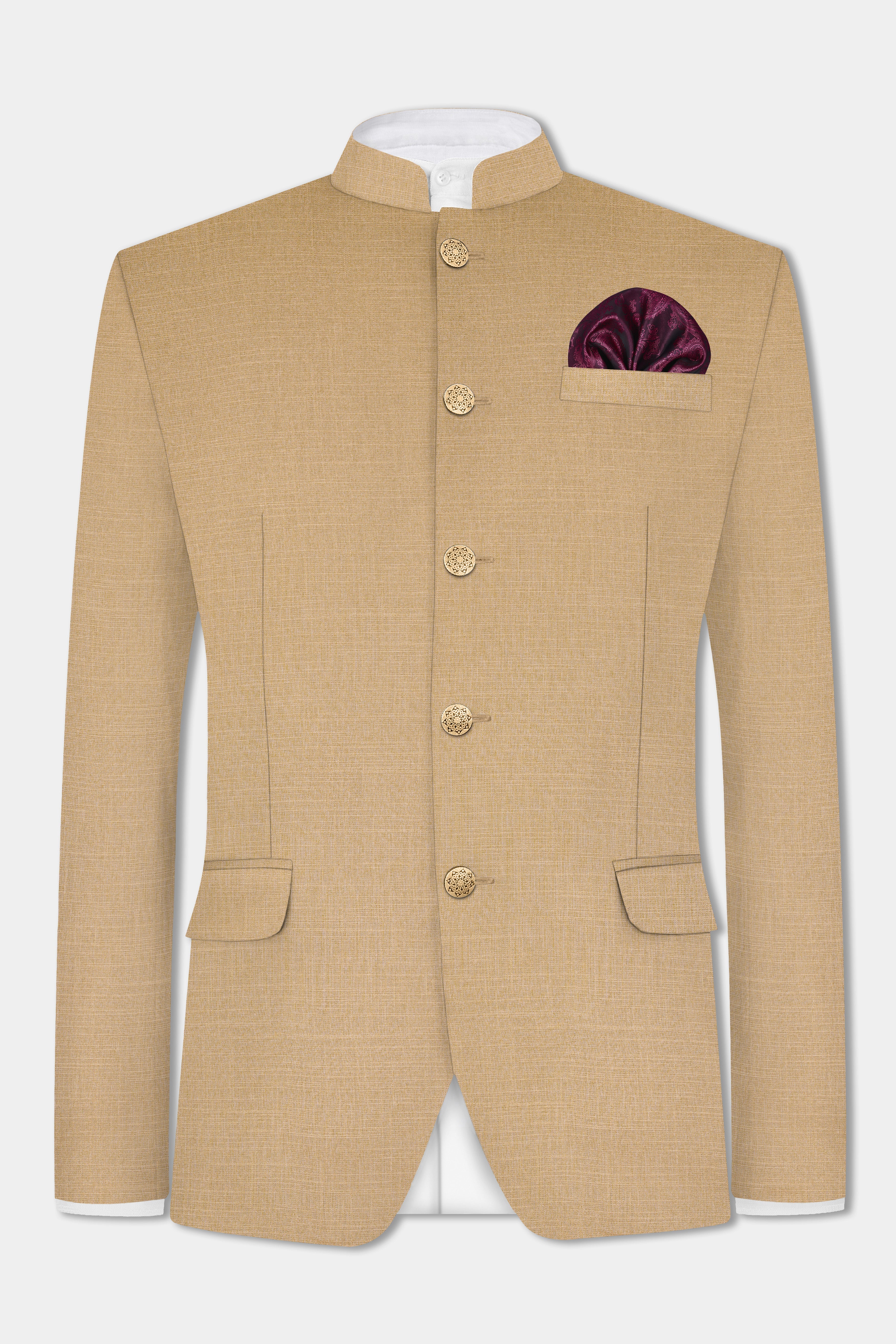 Sandrift Cream Luxurious Linen Bandhgala Blazer