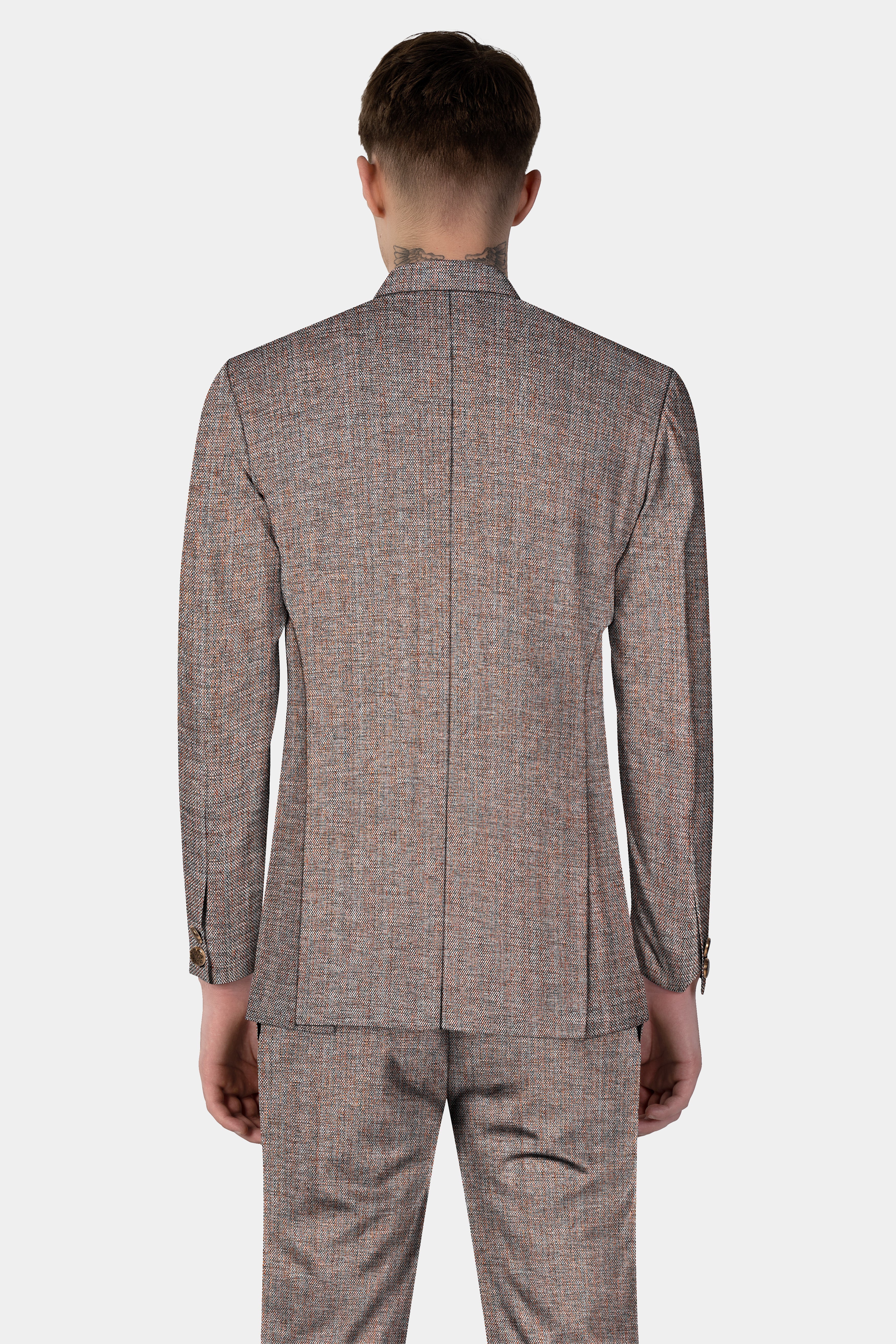 Ferra Brown Textured Bandhgala Blazer