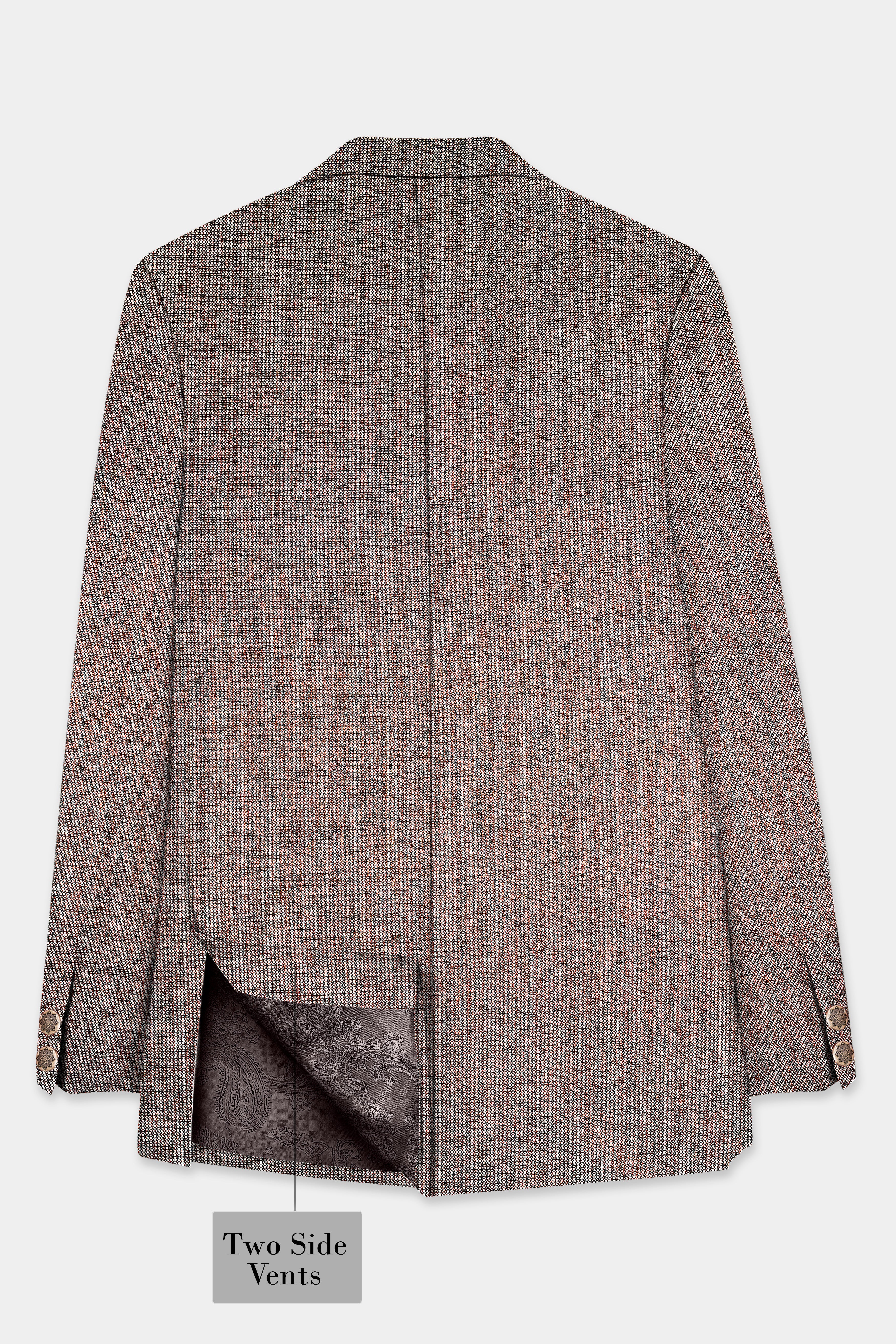 Ferra Brown Textured Bandhgala Blazer