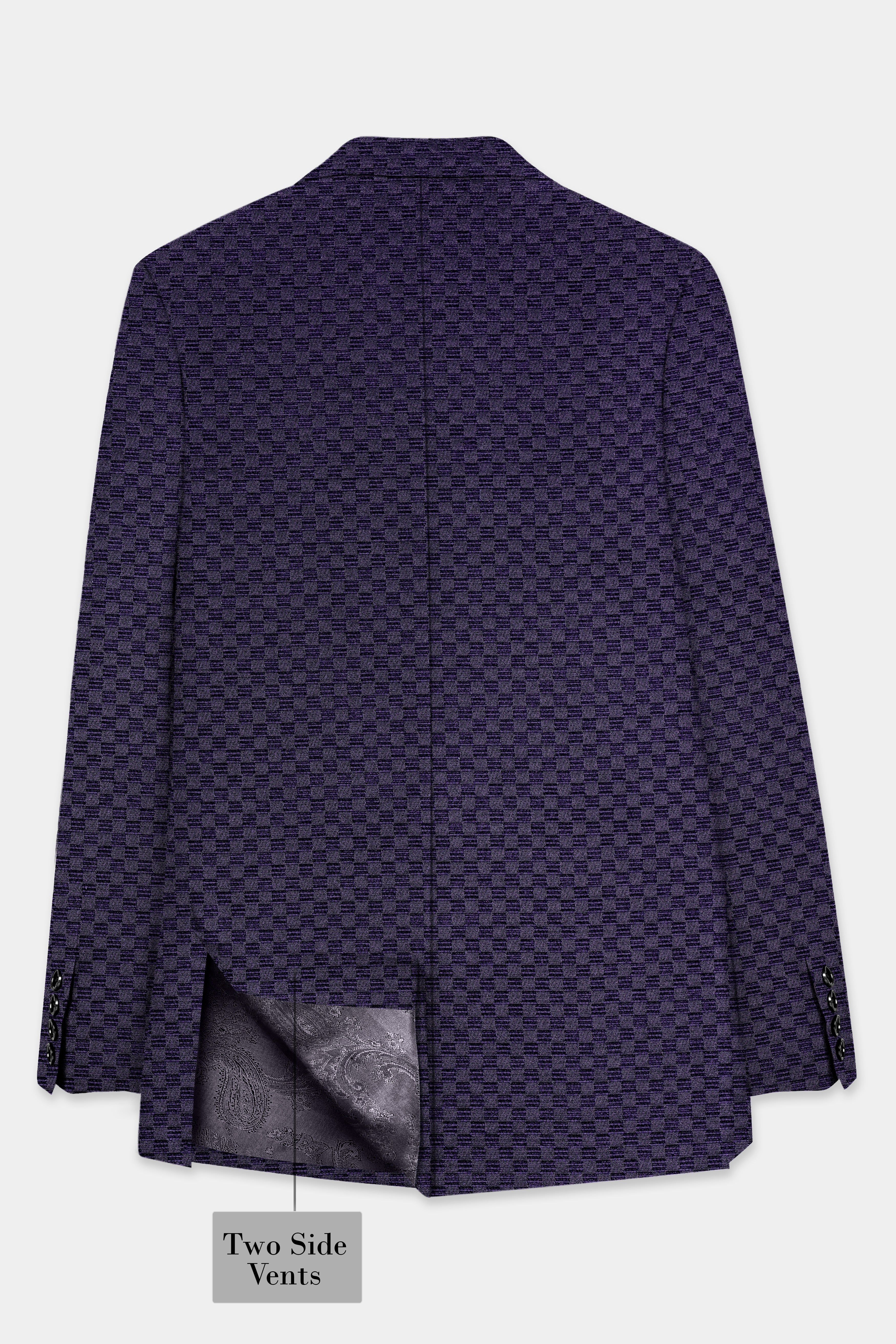 Ebony Purple Jacquard textured Bandhgala Blazer