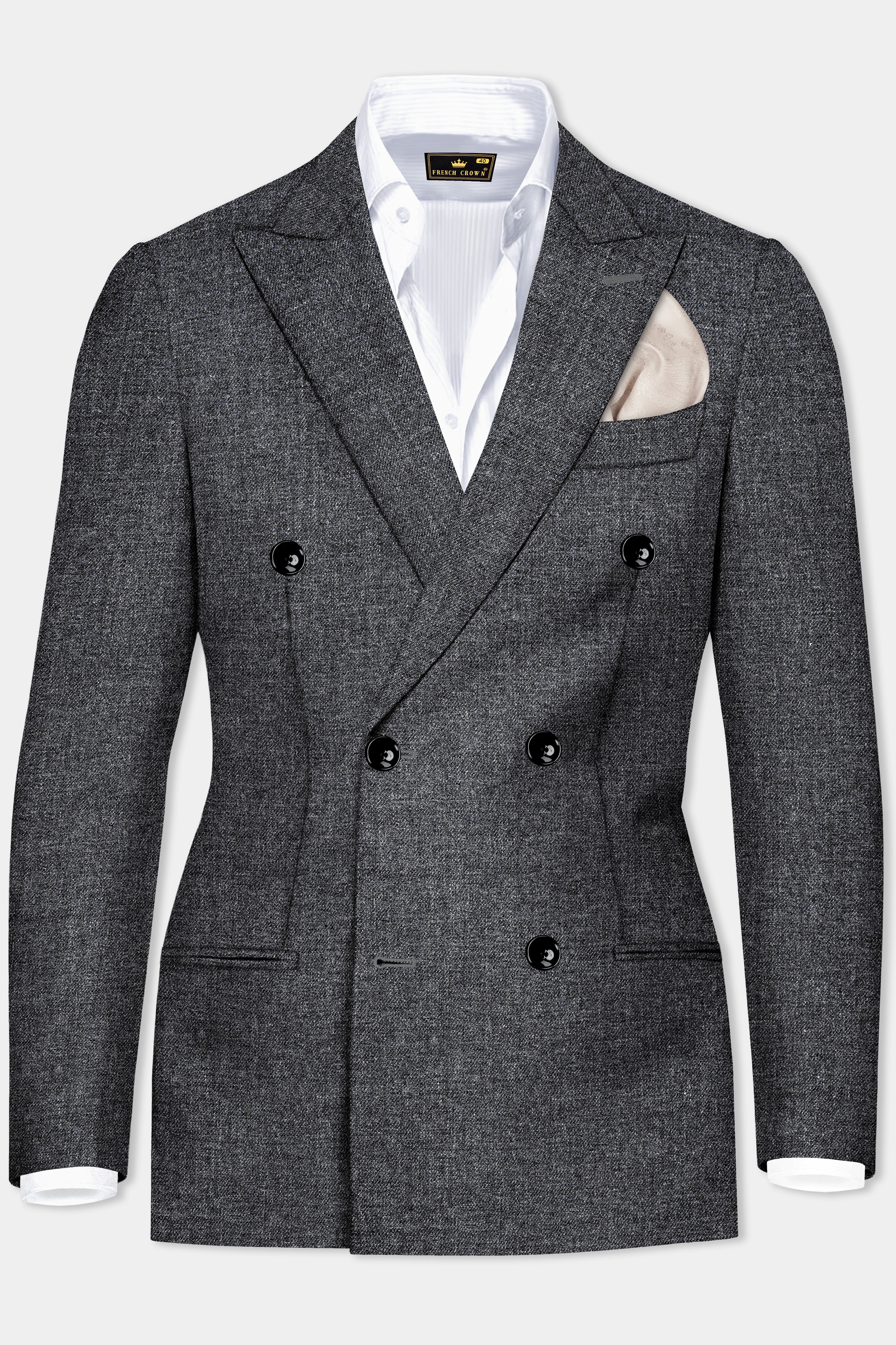 Tiber Blue And Jade Black Stripes Premium Wool Blend Double
