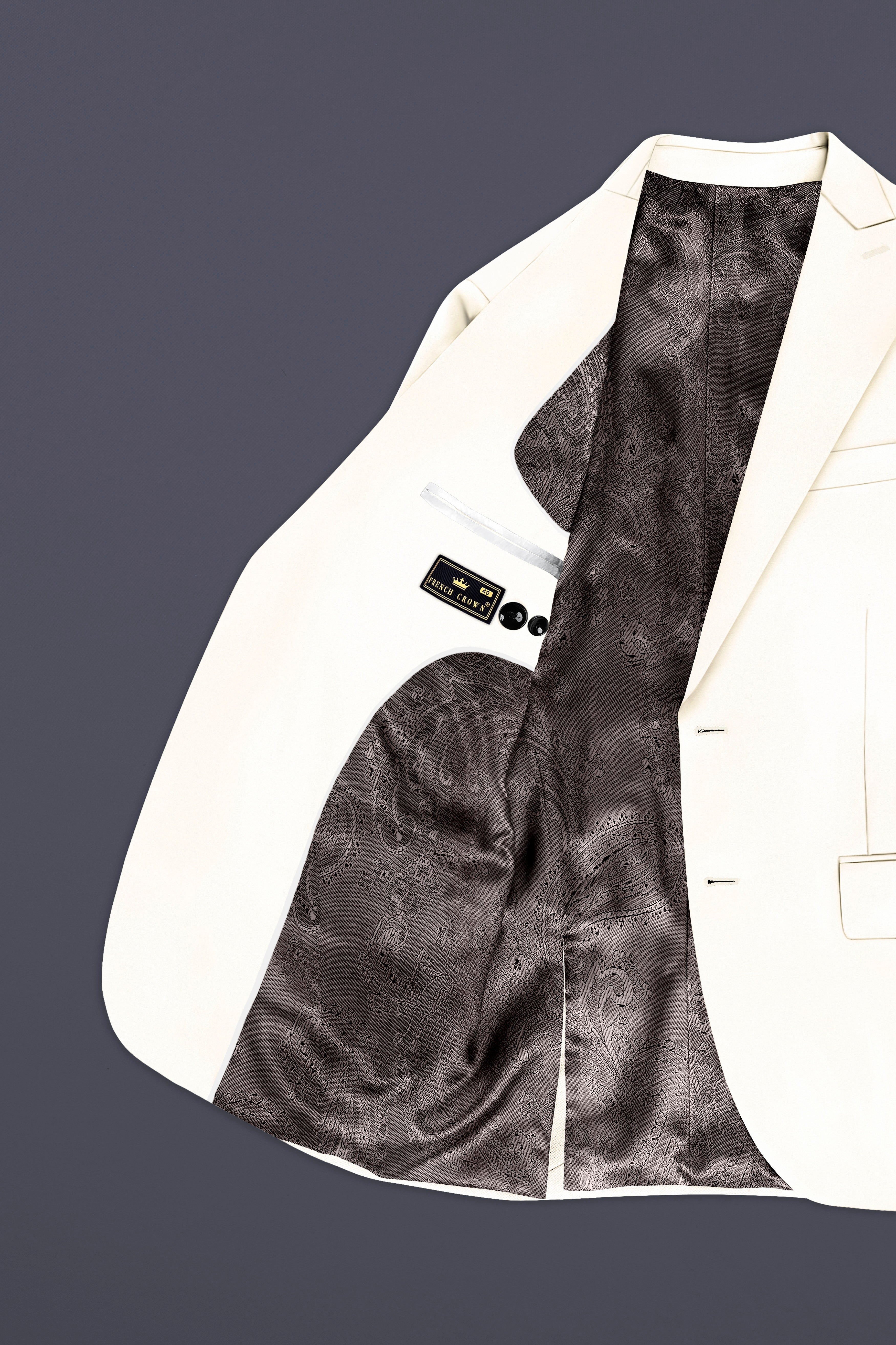 Swizzle Cream Solid Premium Wool Blend Single Breasted Blazer For