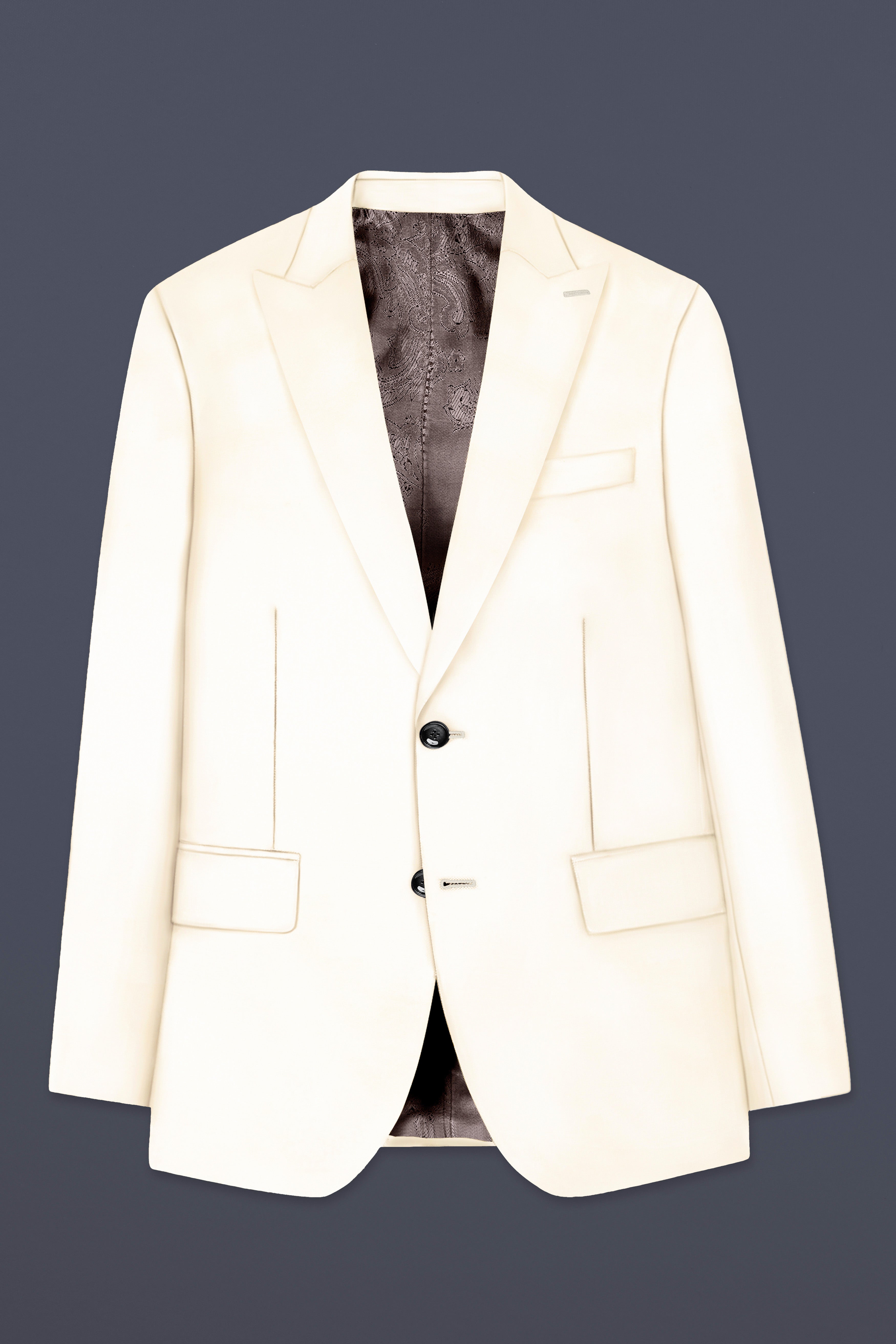 Swizzle Cream Solid Cotton Single Breasted Blazer