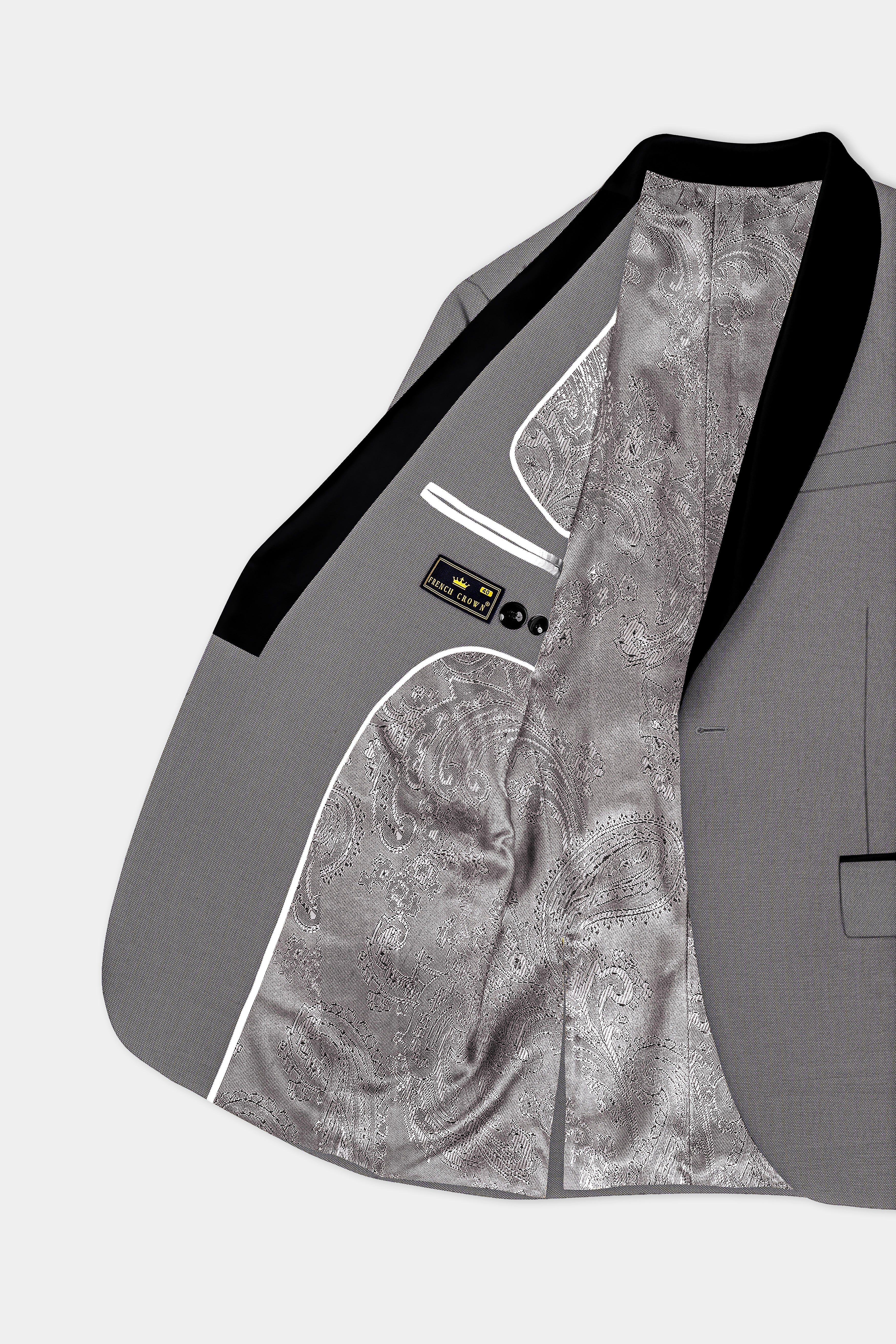 Vampire Gray Textured Wool Blend Tuxedo Blazer