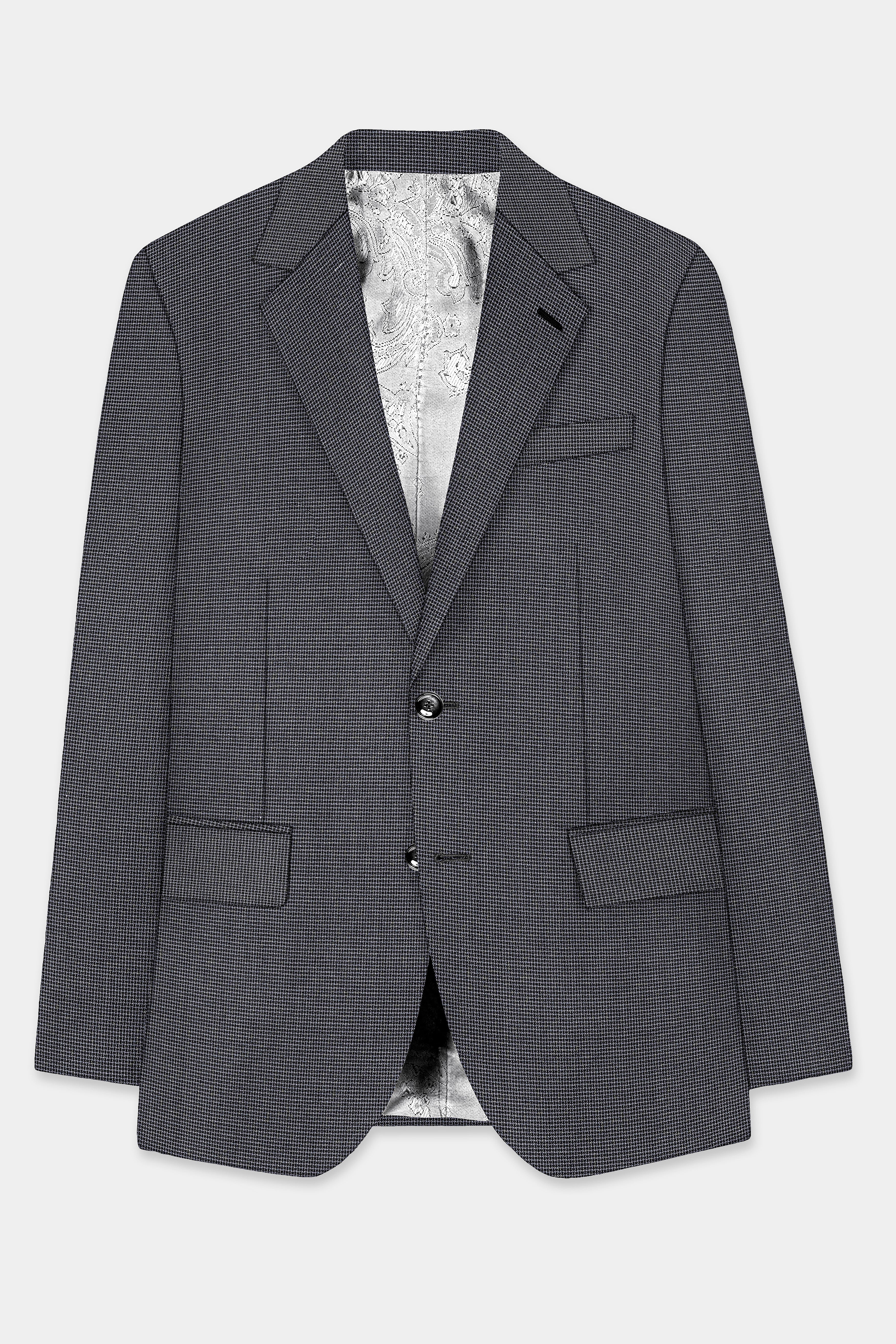 Shaft Gray Textured Wool Blend Single Breasted Blazer