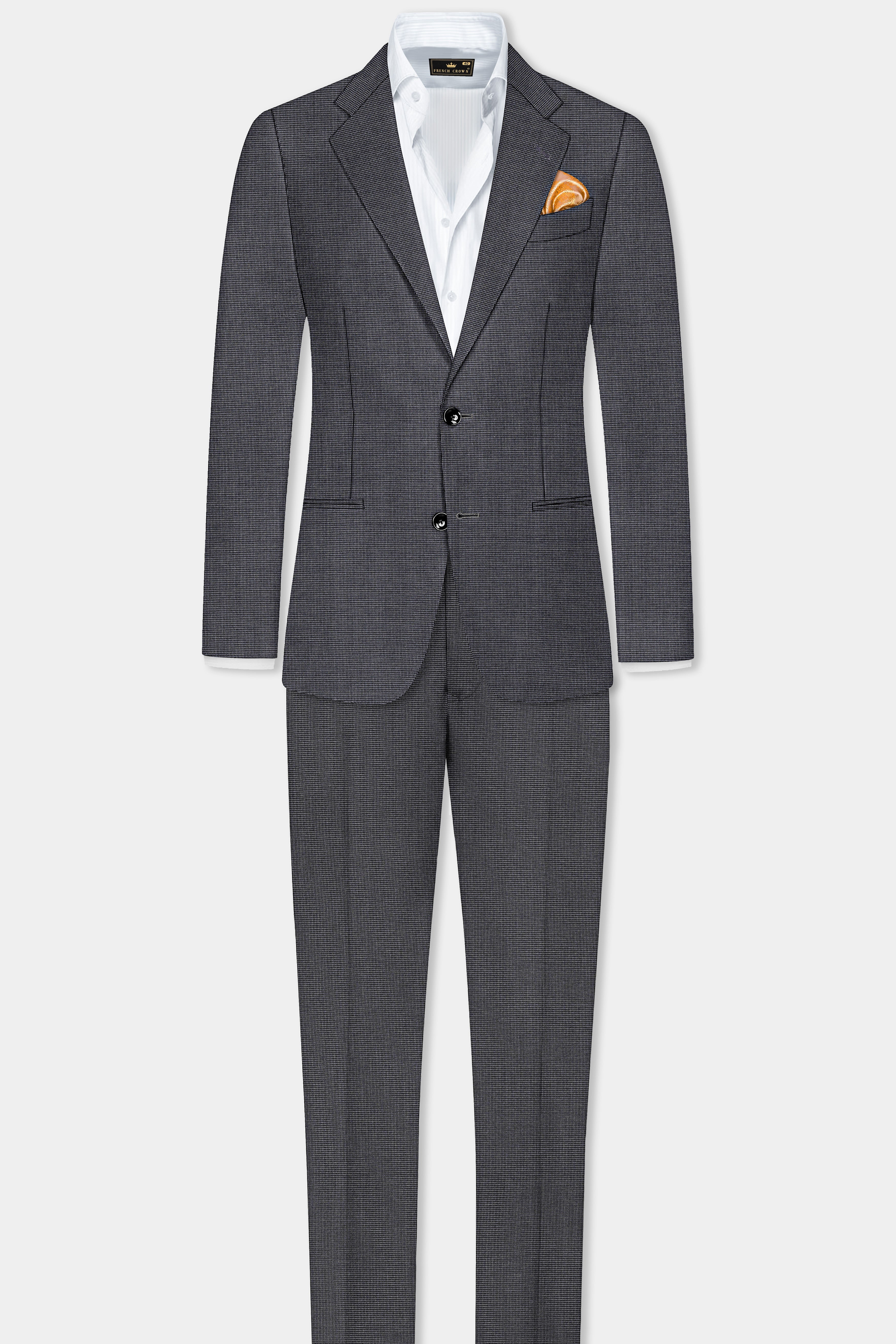 Shaft Gray Textured Wool Blend Single Breasted Blazer