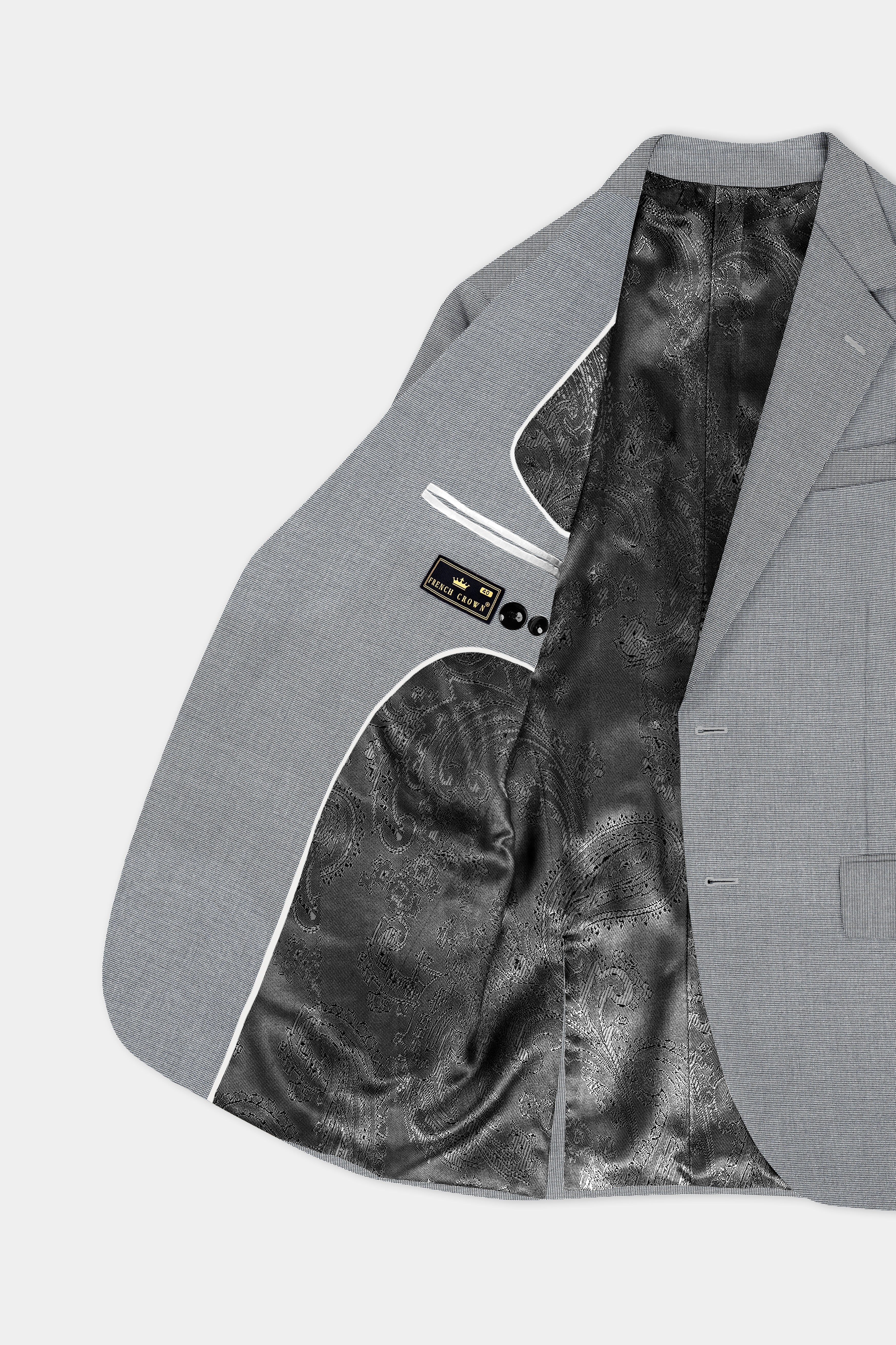 Boulder Gray Textured Wool Blend Single Breasted Blazer