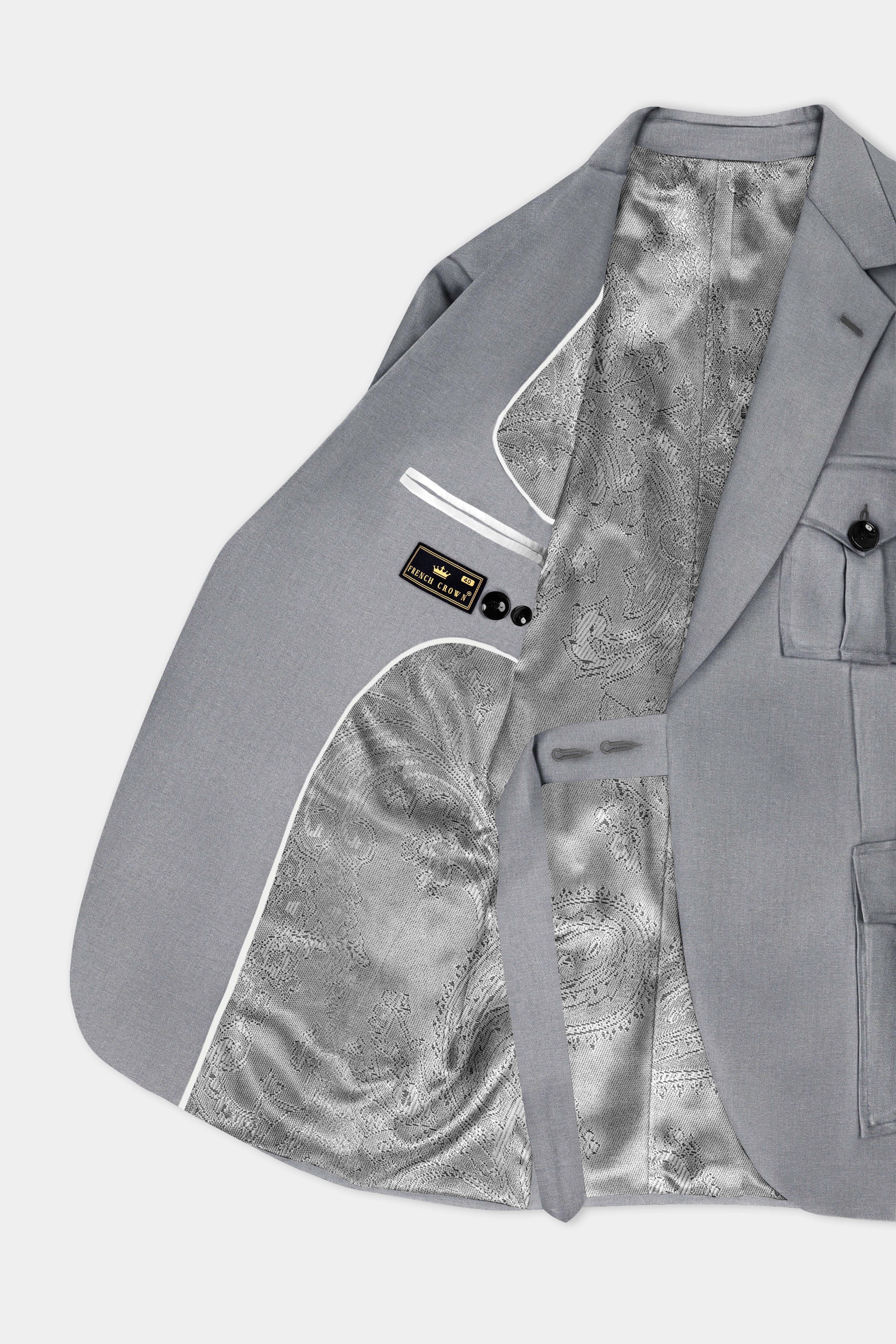 Venus Gray Solid Cotton Belt Closure Designer Blazer