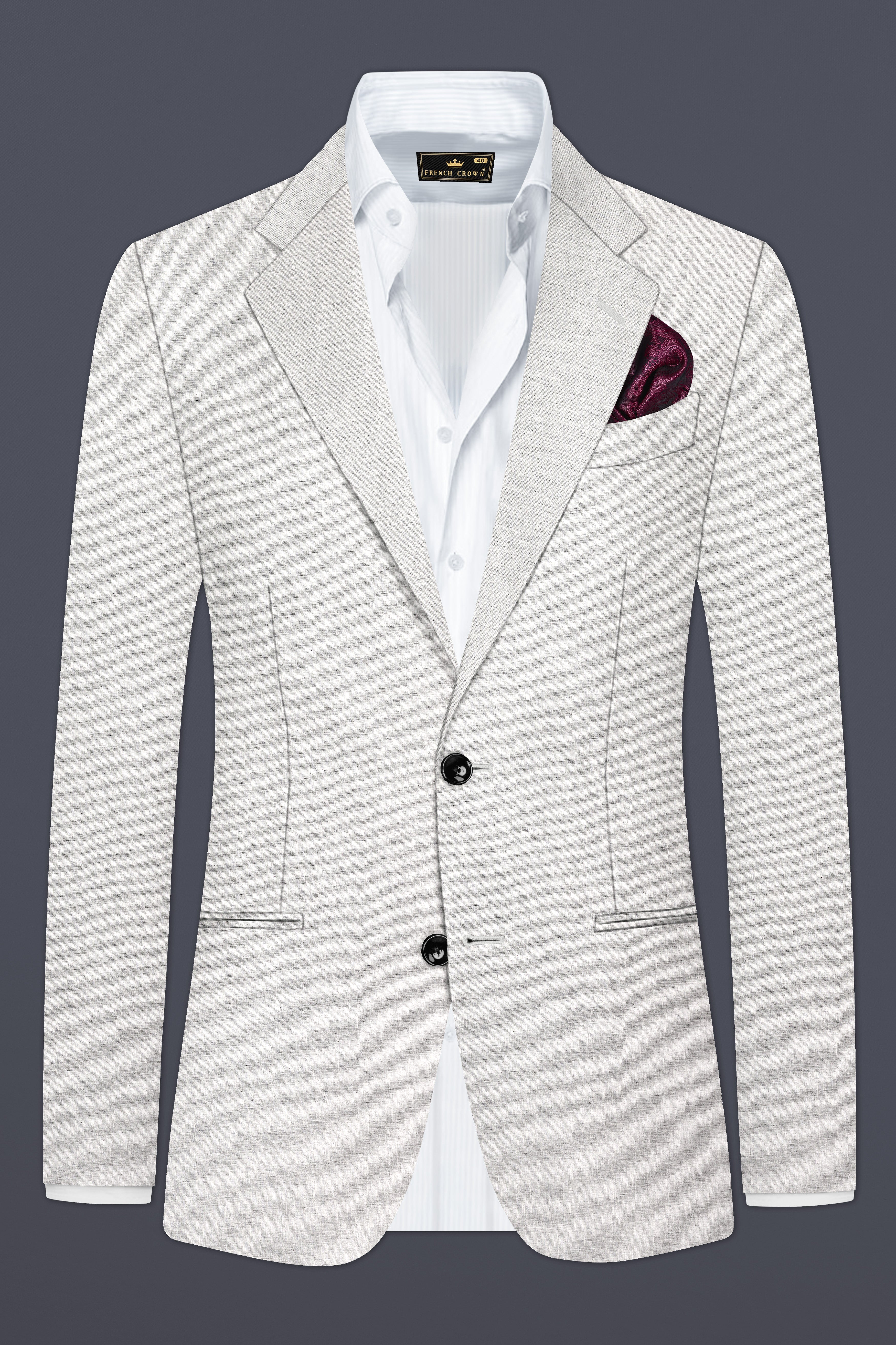 Mercury Gray Solid Wool Blend Single Breasted Blazer