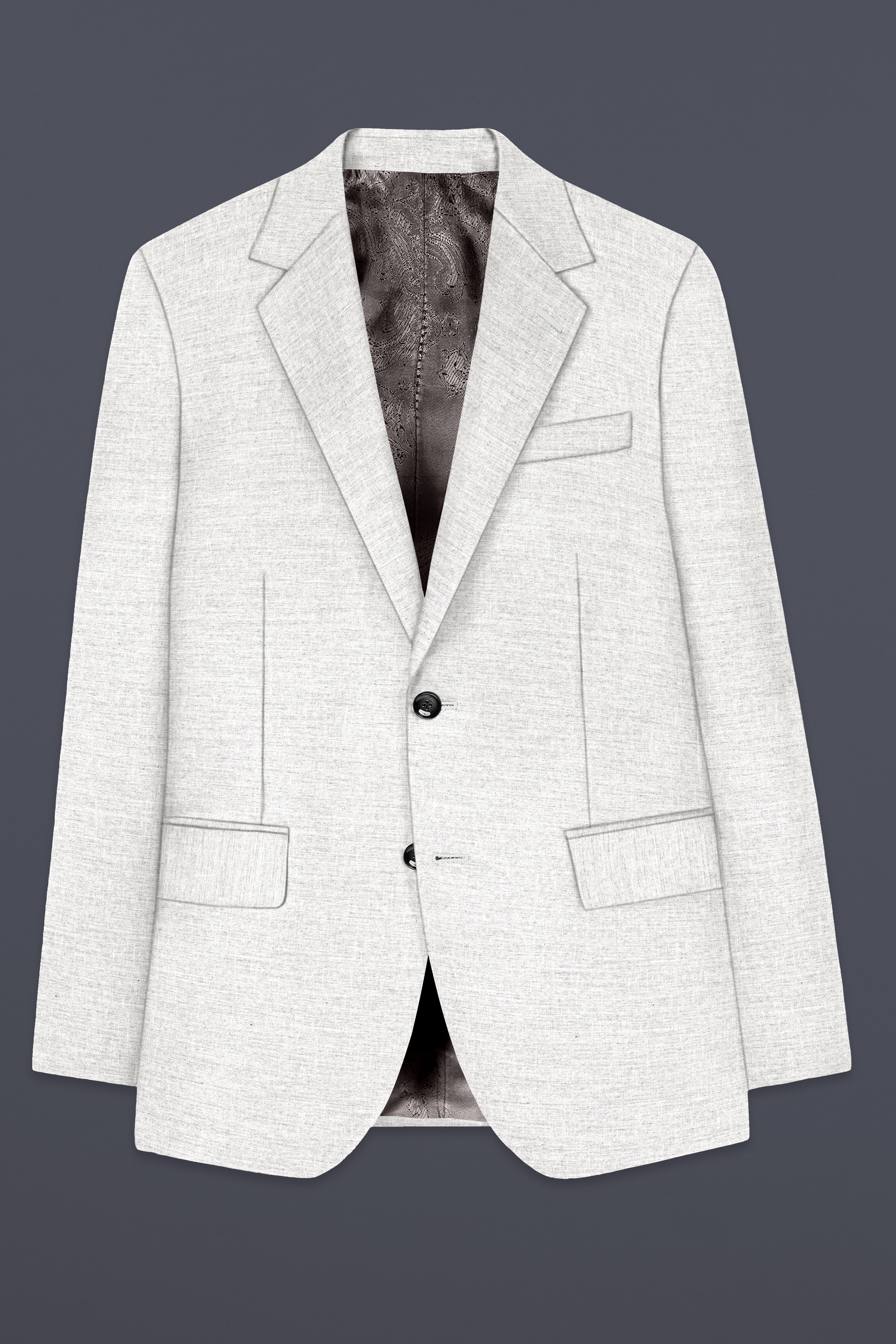 Mercury Gray Solid Wool Blend Single Breasted Blazer