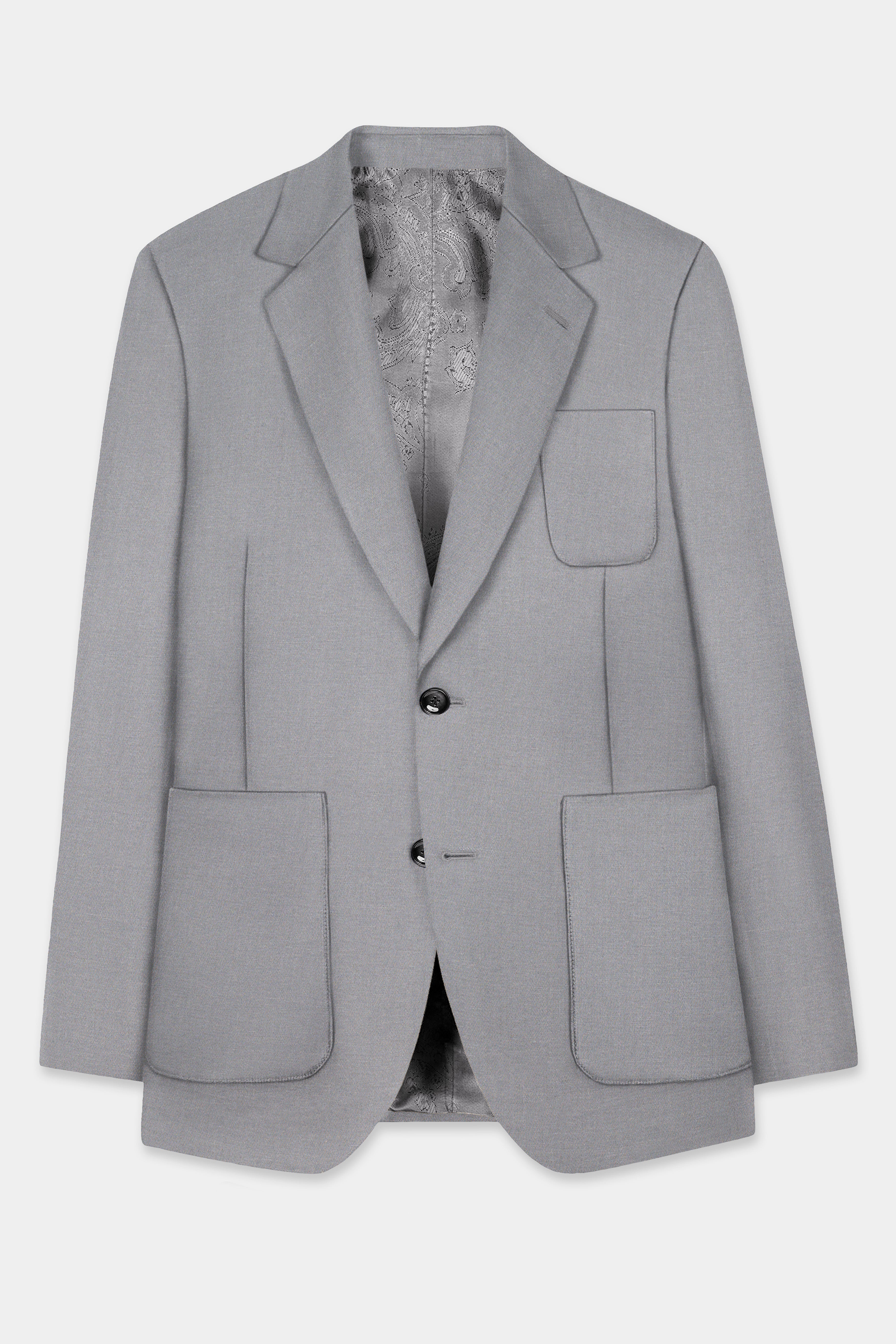 Venus Gray Solid Cotton Single Breasted Sports Blazer