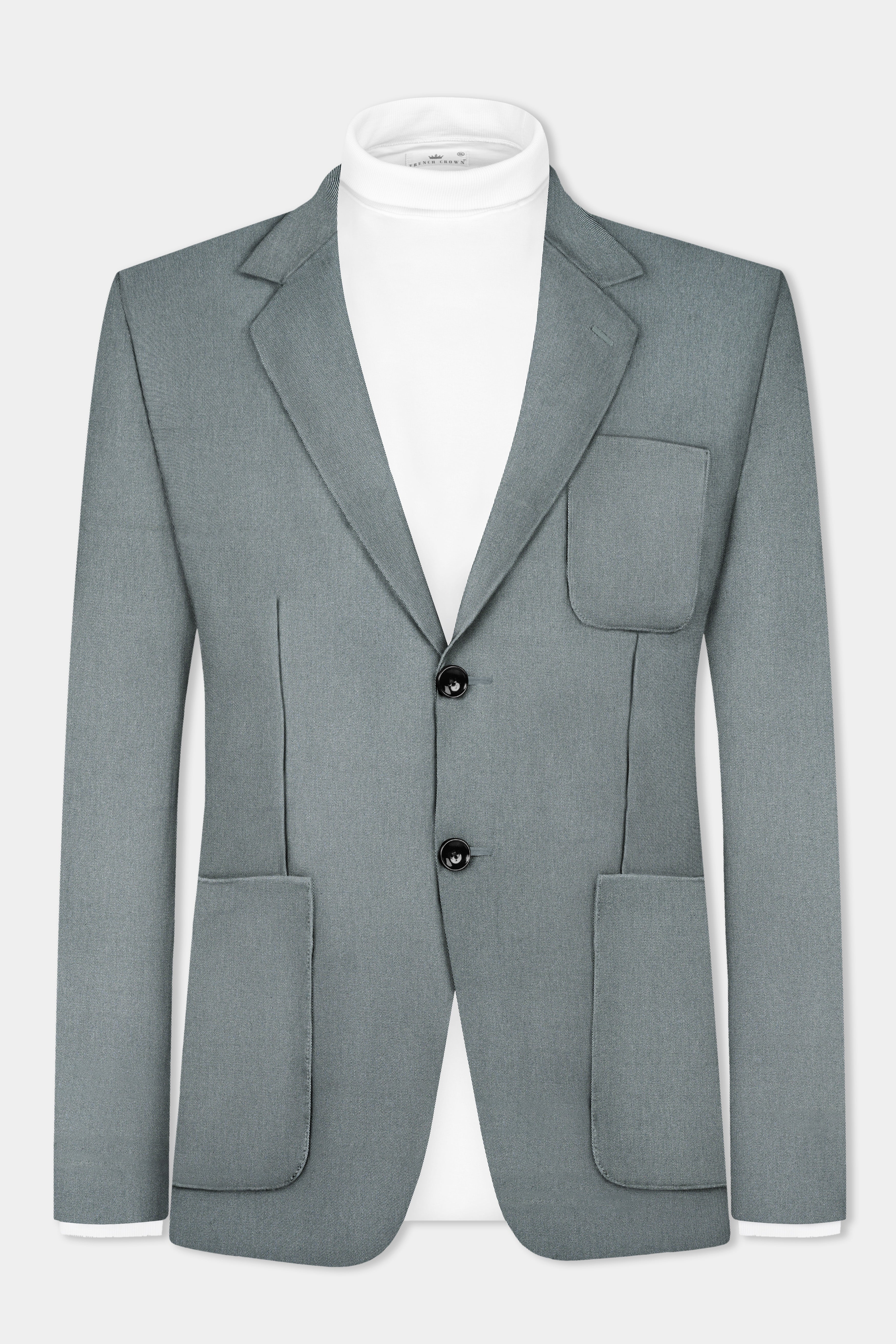 Smokey Gray Solid Cotton Single Breasted Sports Blazer