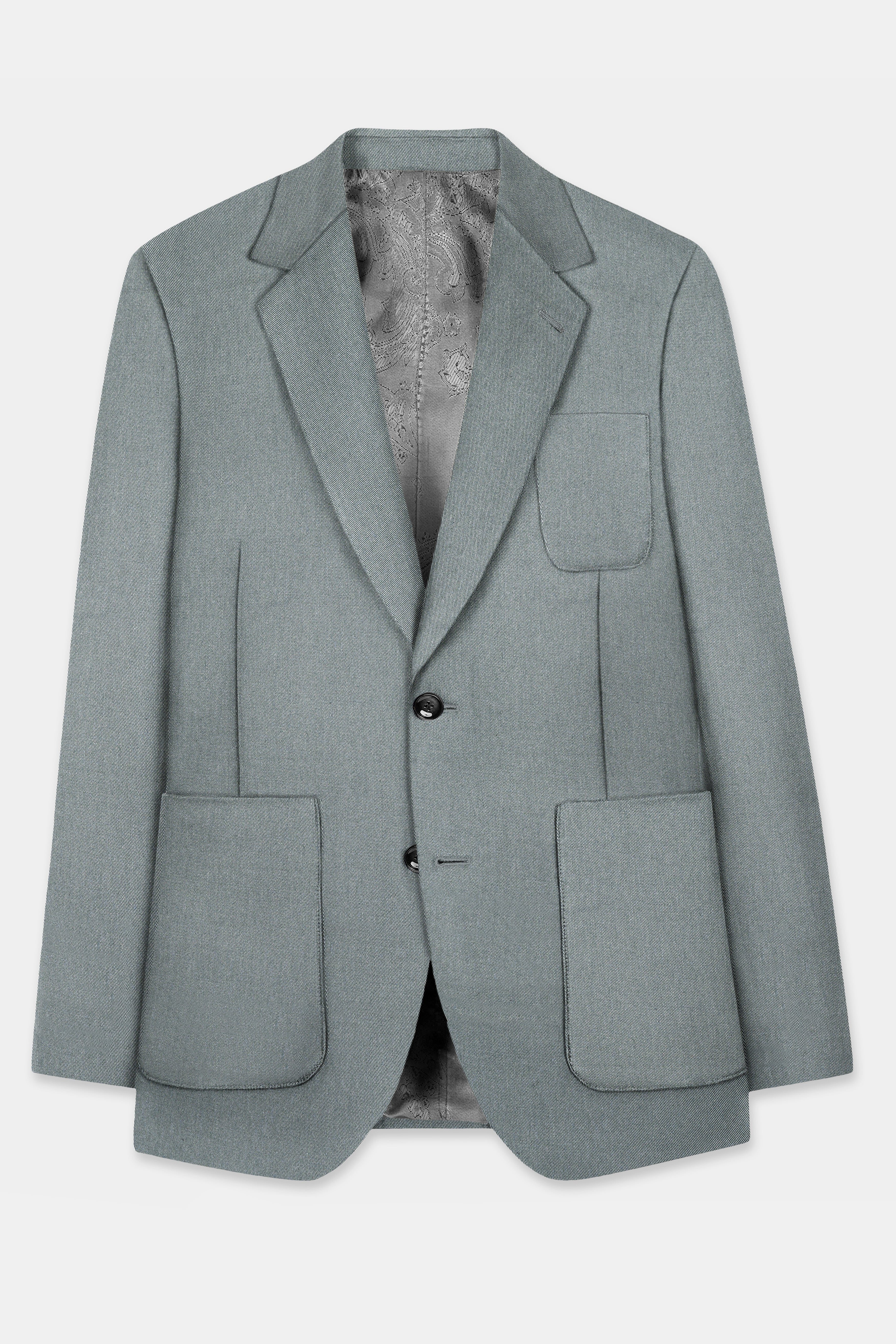 Smokey Gray Solid Cotton Single Breasted Sports Blazer