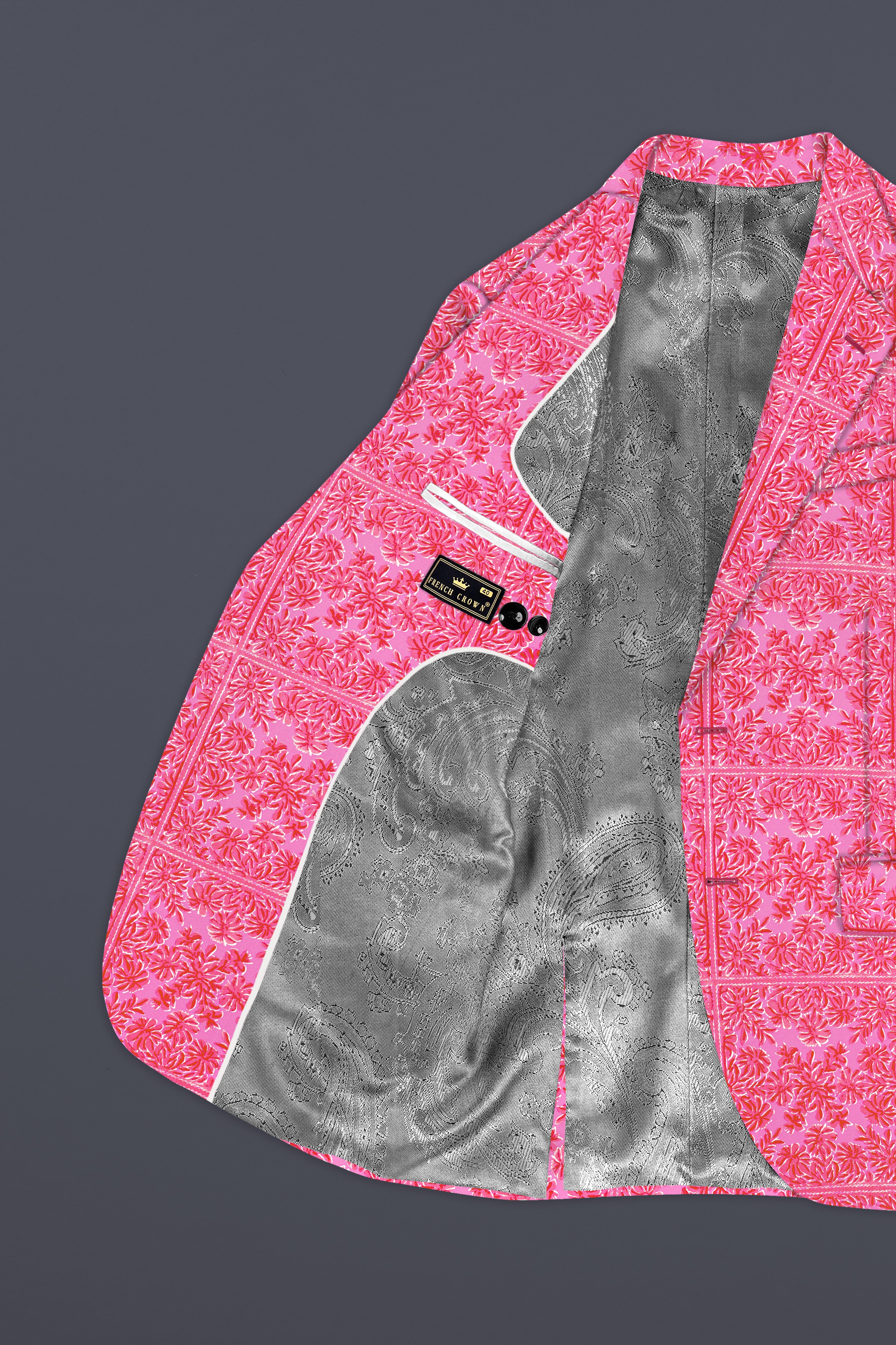 Thulian Pink Prints Cotton Single Breasted Sports Blazer