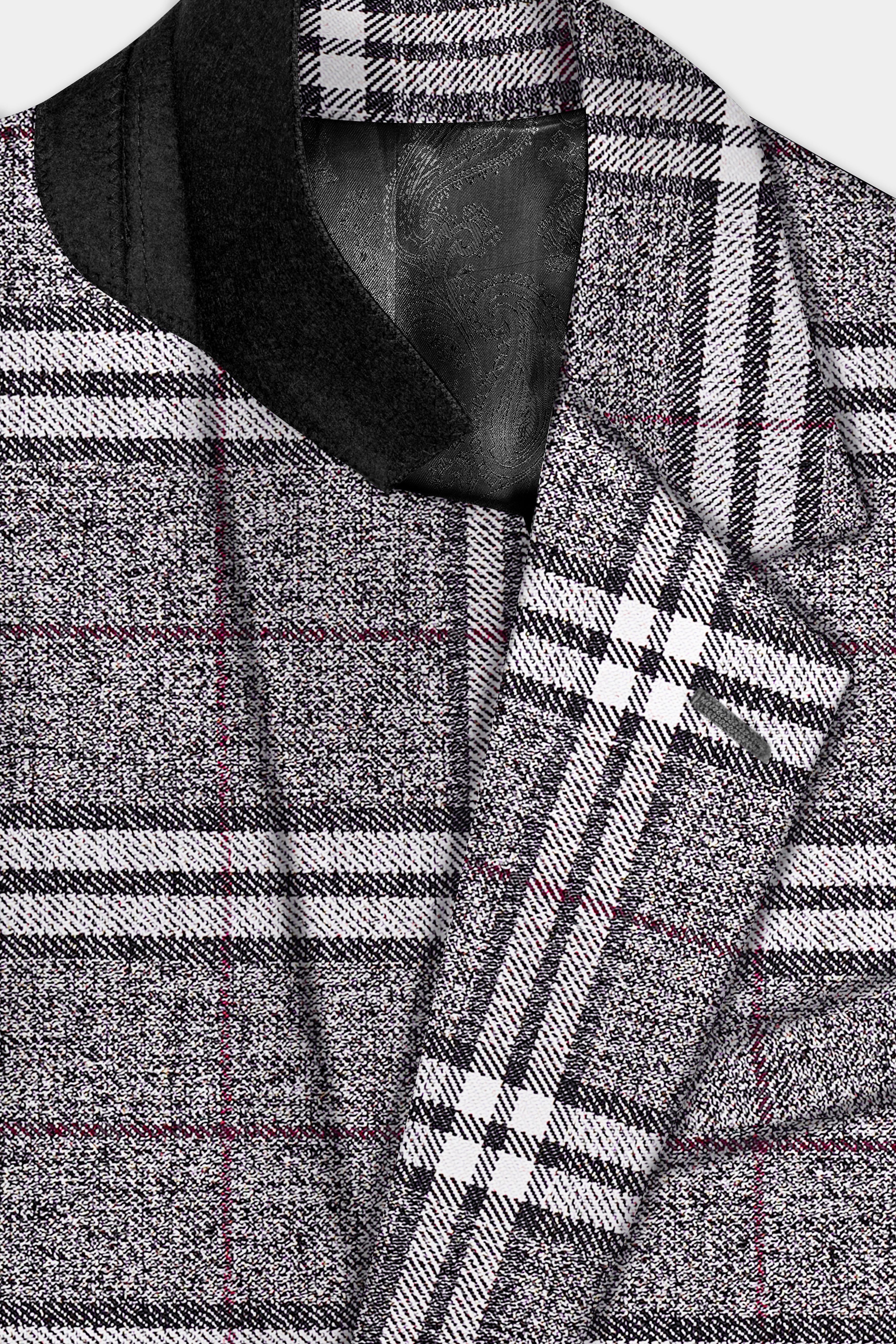 Granite Gray Plaid Wool Rich Single Breasted Blazer