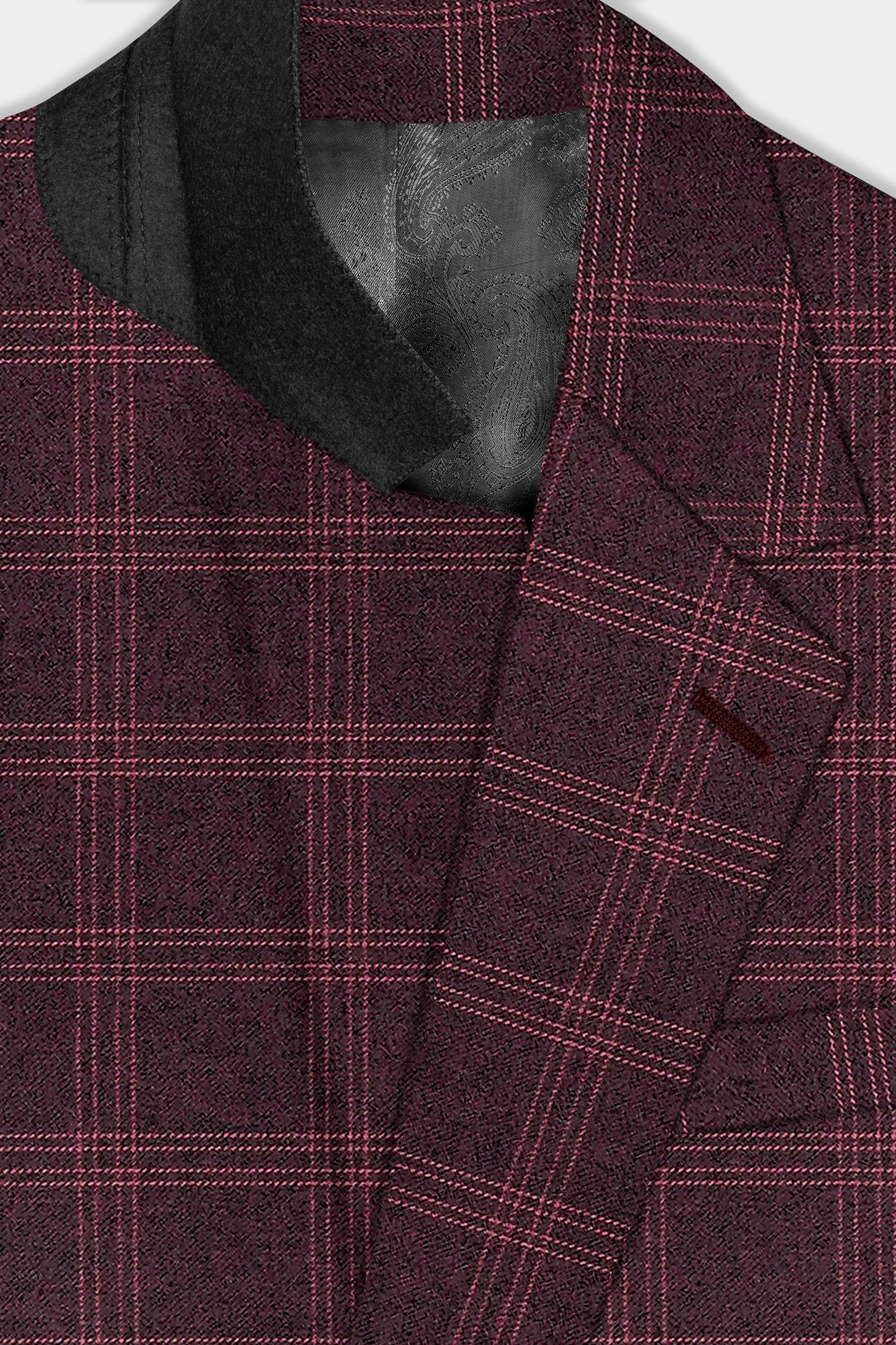 Russett Maroon Plaid Wool Rich Single Breasted Blazer